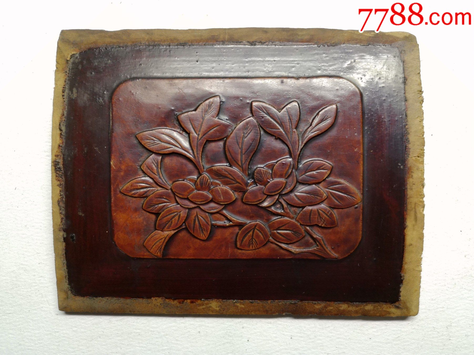 精品木雕清代楠大漆浮雕小雕花板草花md1042