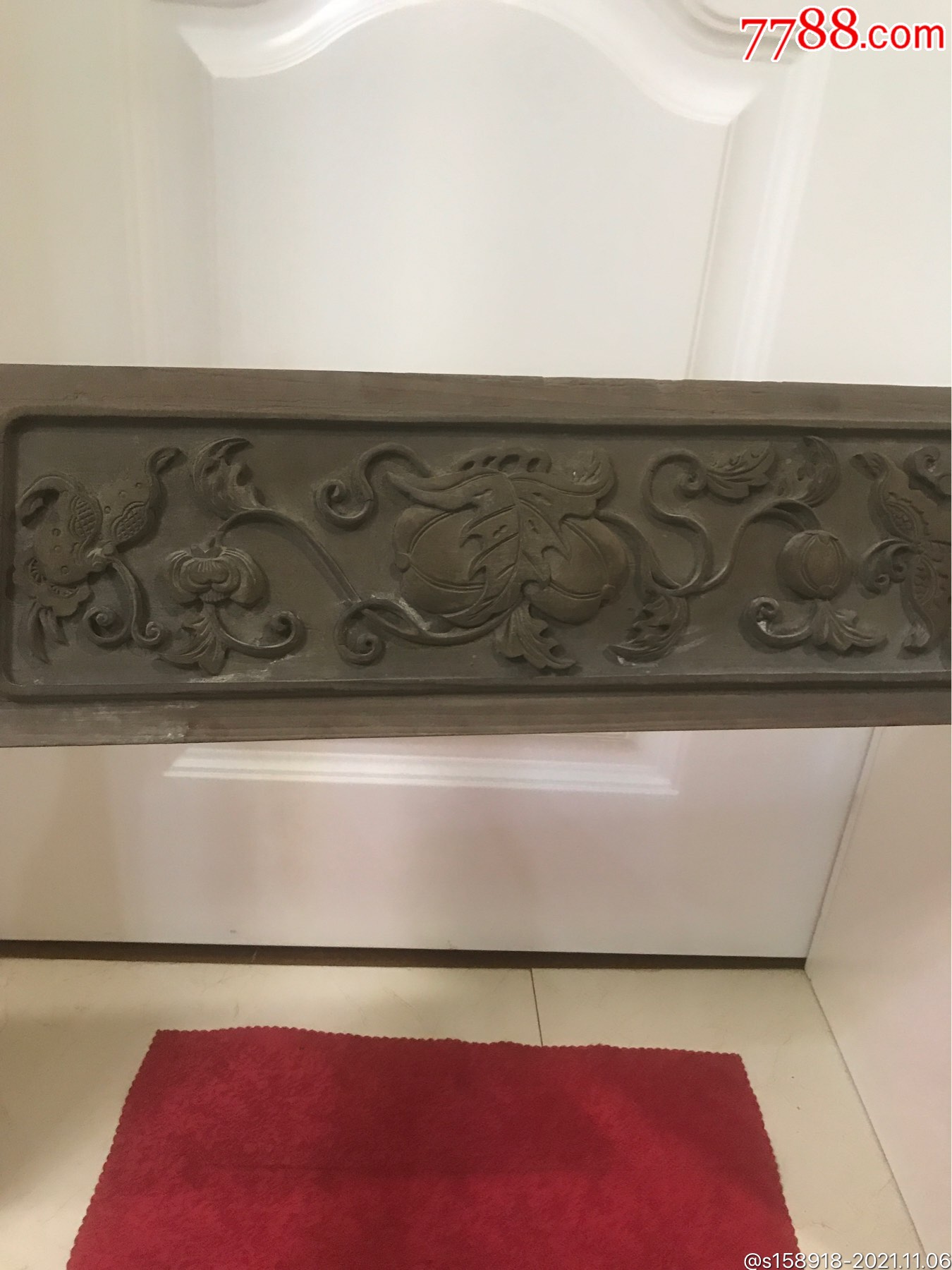 清代蝶恋花石榴纹雕板一片