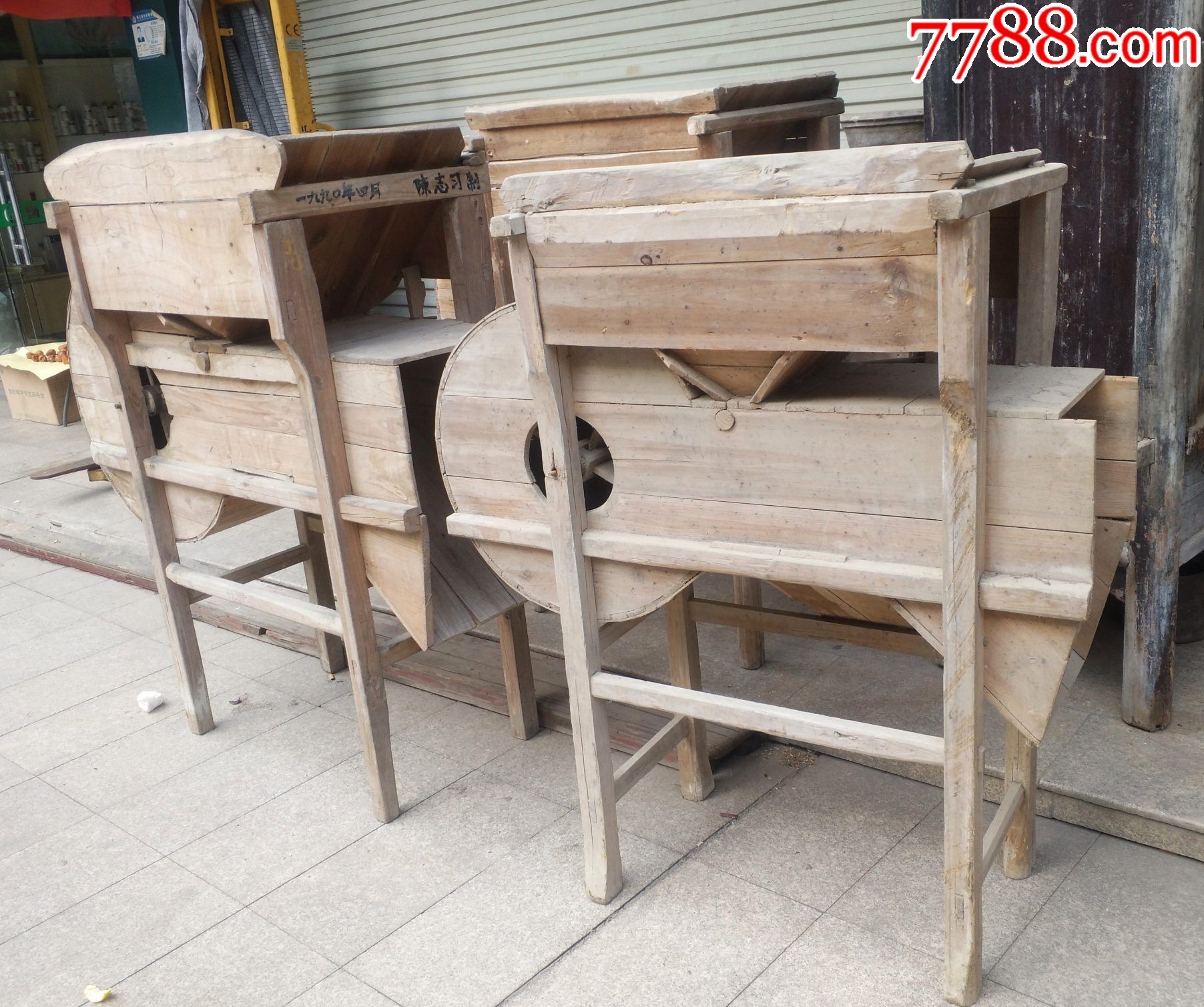 谷风车3个一起900元民俗用品木雕用品木制用品田地农具用品