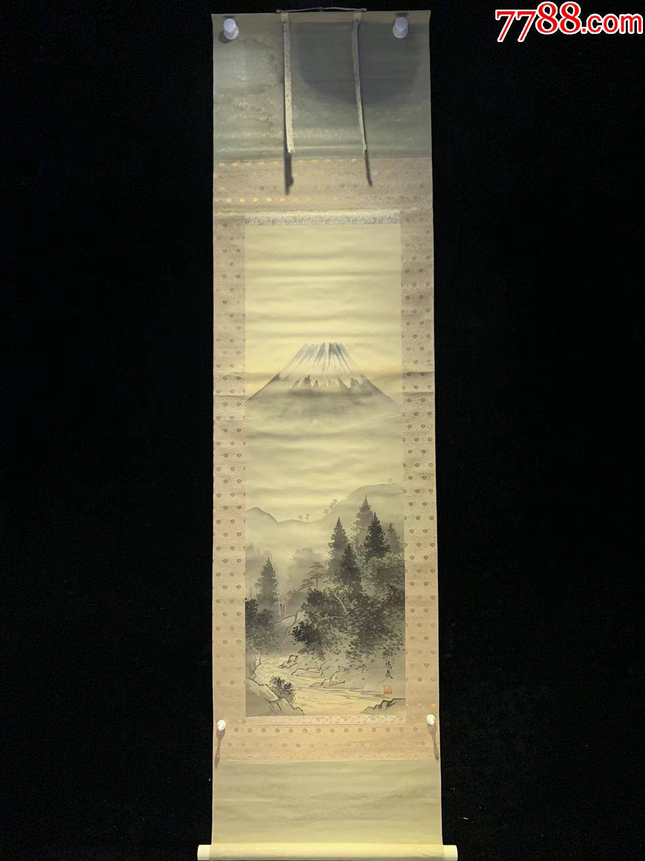 日本回流老字画富岳林溪图3971中古真迹书画-价格:280元-se83595262-山水国画原作-零售-7788收藏__收藏热线