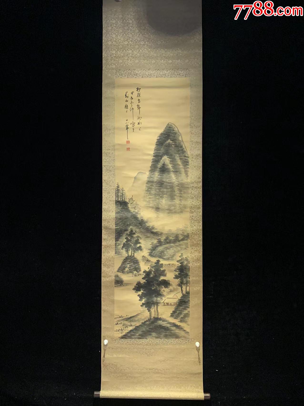 日本回流老字画清代绢本水墨山水3972中古真迹书画