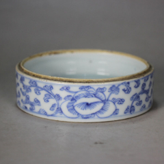 清代青花瓷缠枝莲纹粉盒景德镇老瓷器节盒笔洗烟灰缸文房器老物件