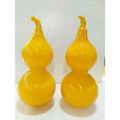 鸡油黄琉璃葫芦一对
