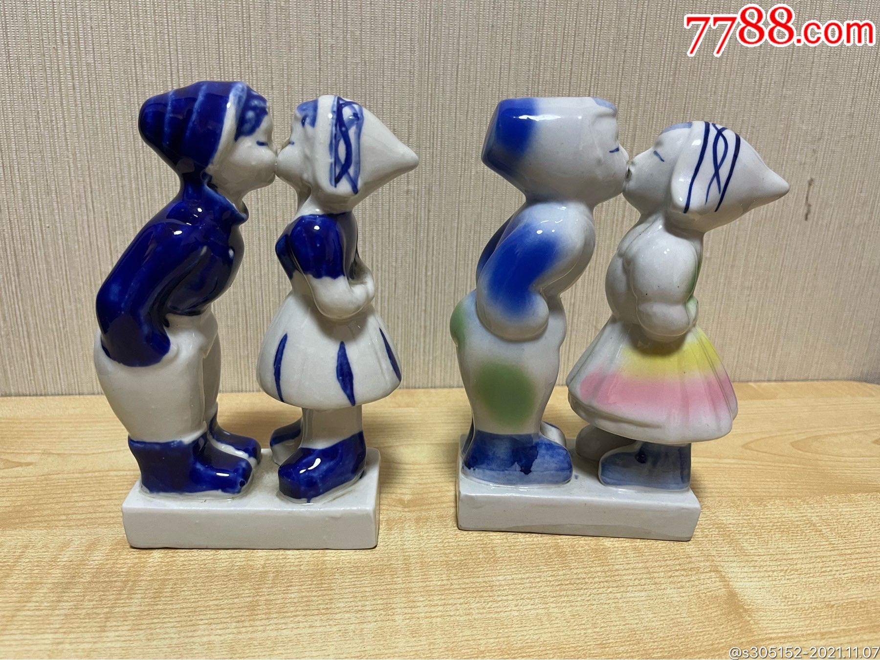 瓷器摆件大号亲嘴娃娃一对,颜色鲜艳_第2张_7788陶瓷