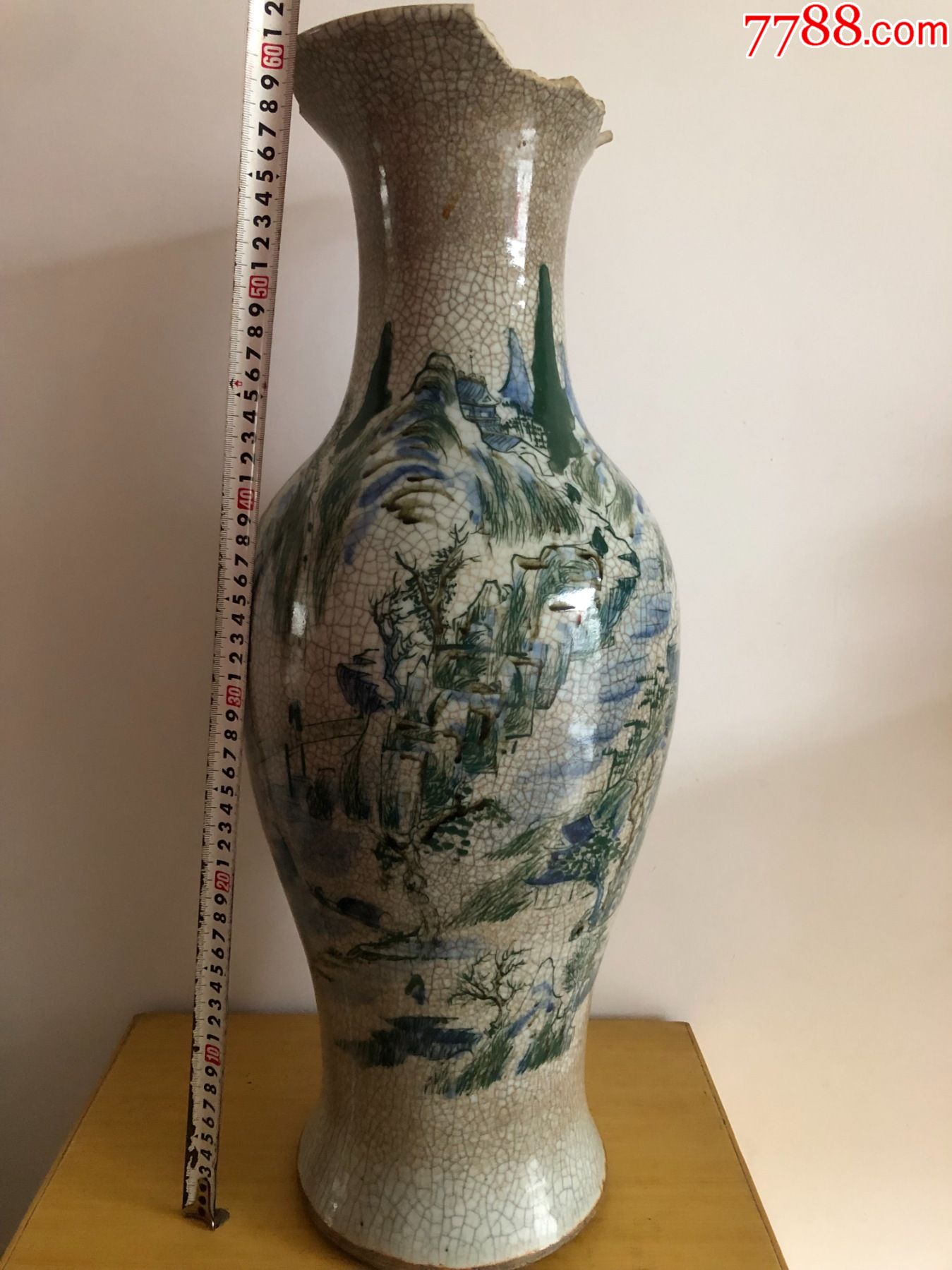 清代满工青花釉下五彩观音大瓶