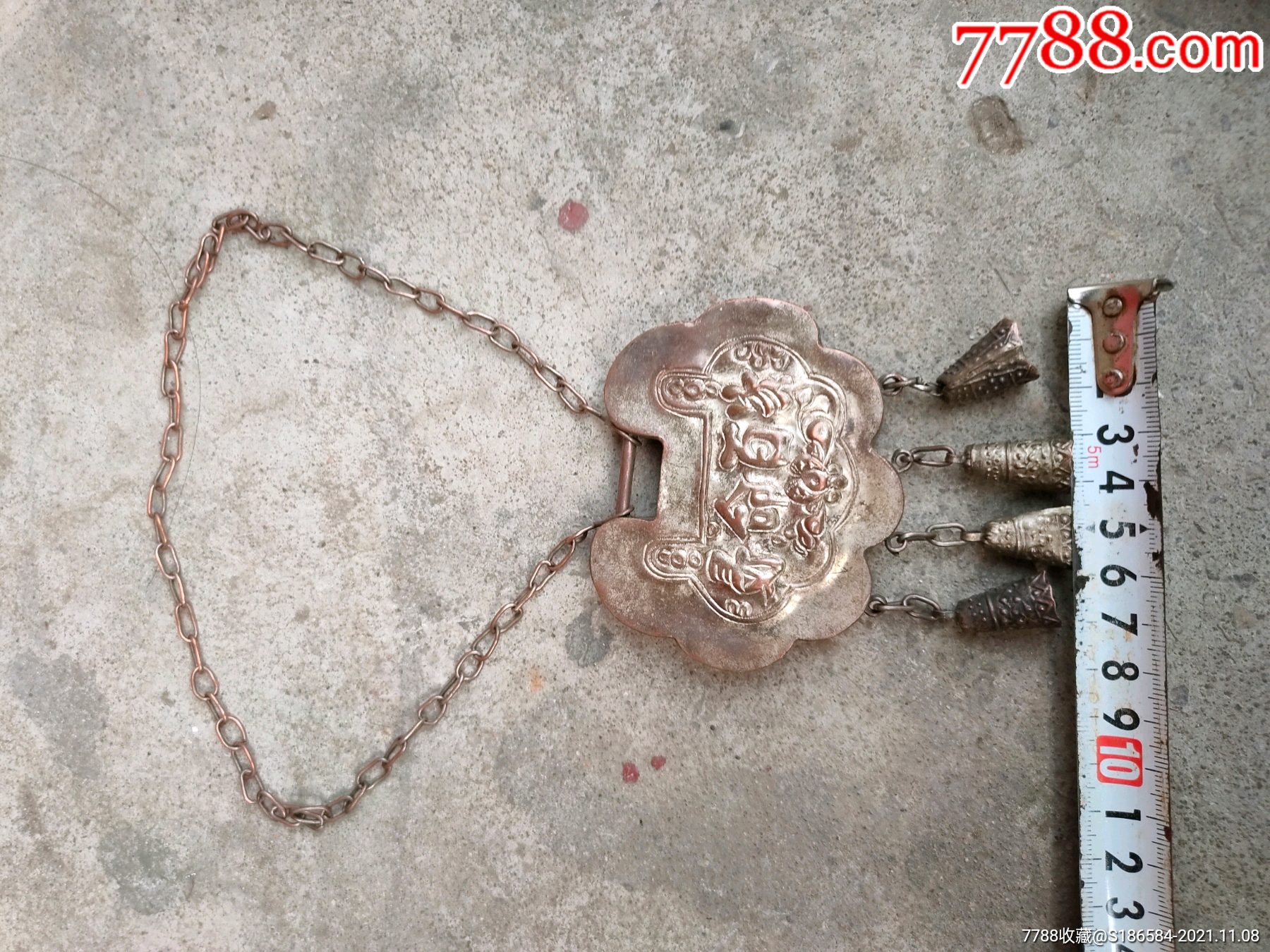 乡下收的老铜鎏银百家锁