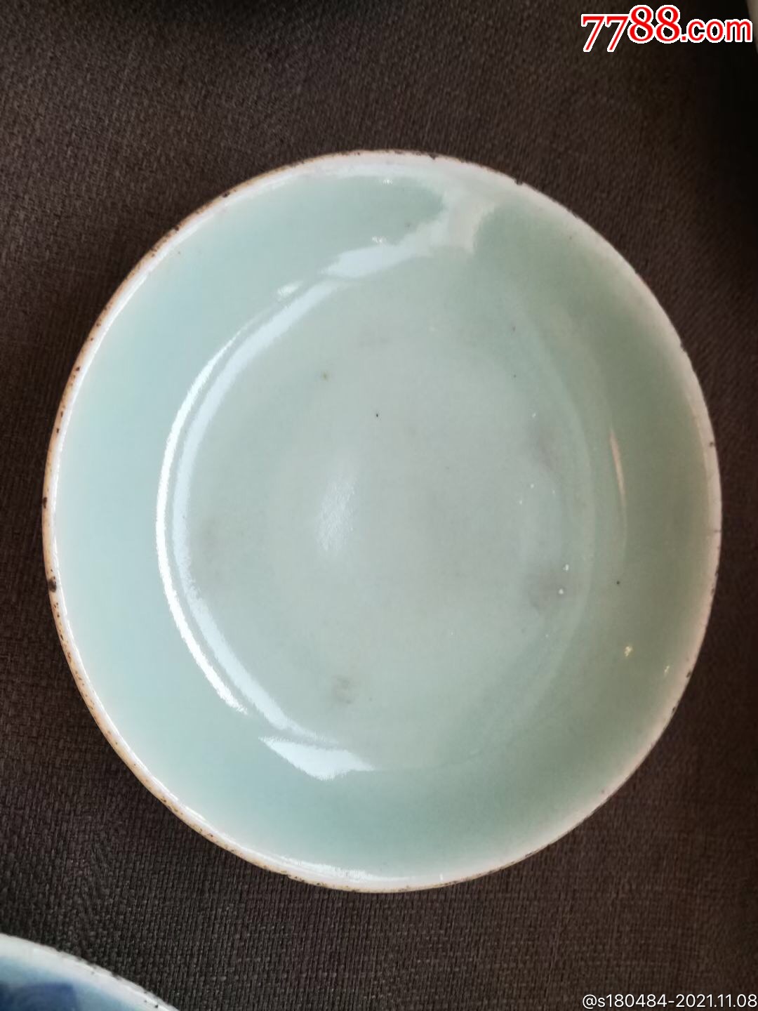 晚清豆青釉盘