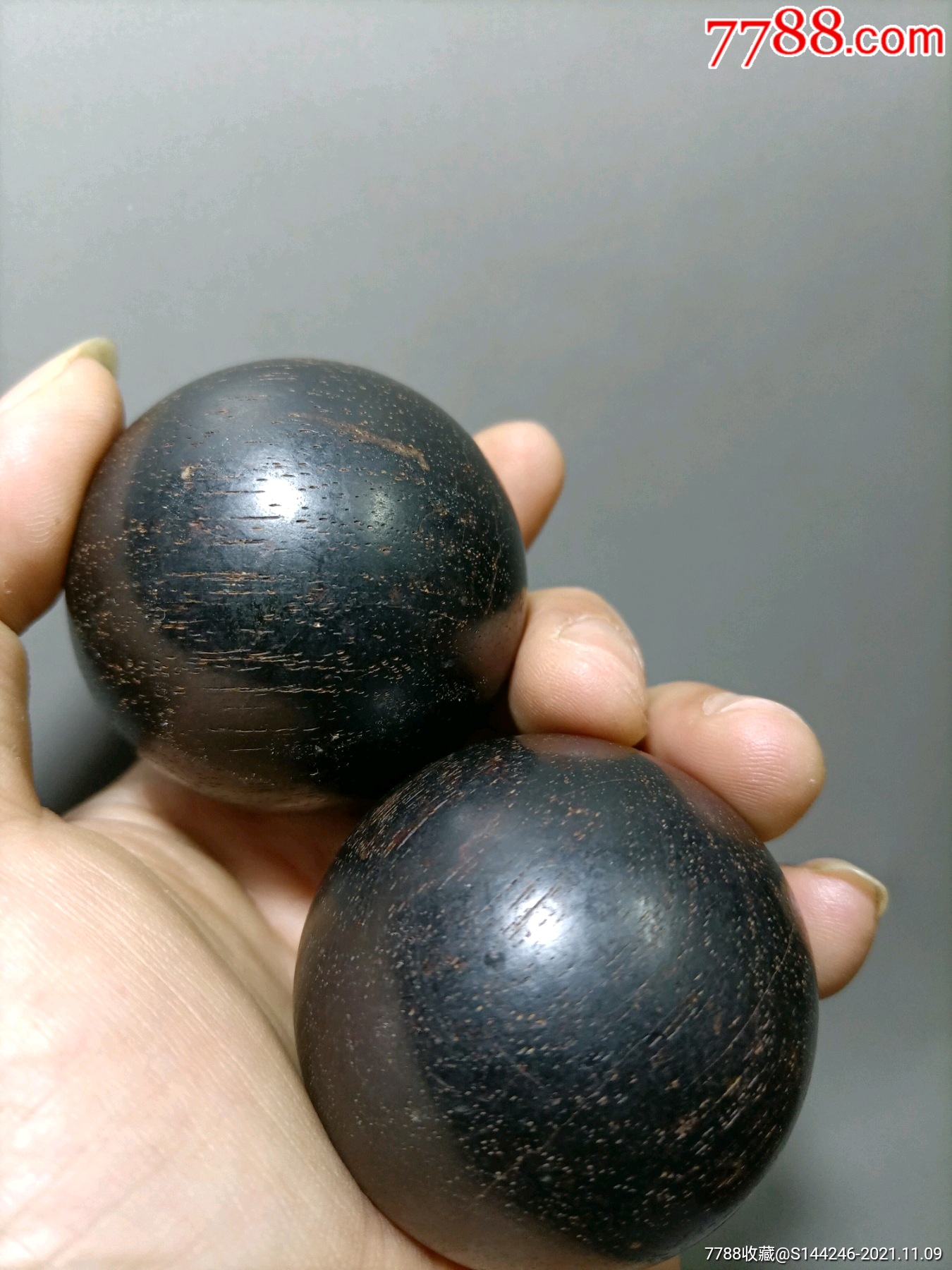 清代紫檀木健身球一对-价格:360元-se83642139-健身/保健球-零售-7788