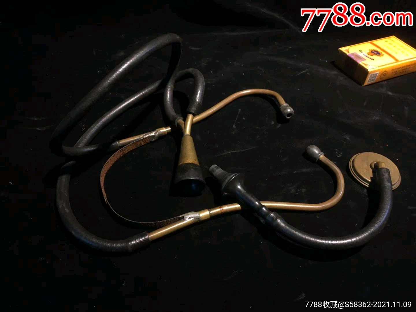 民国抗战时期美国飞虎队遗留云南昆明的老铜听诊器.