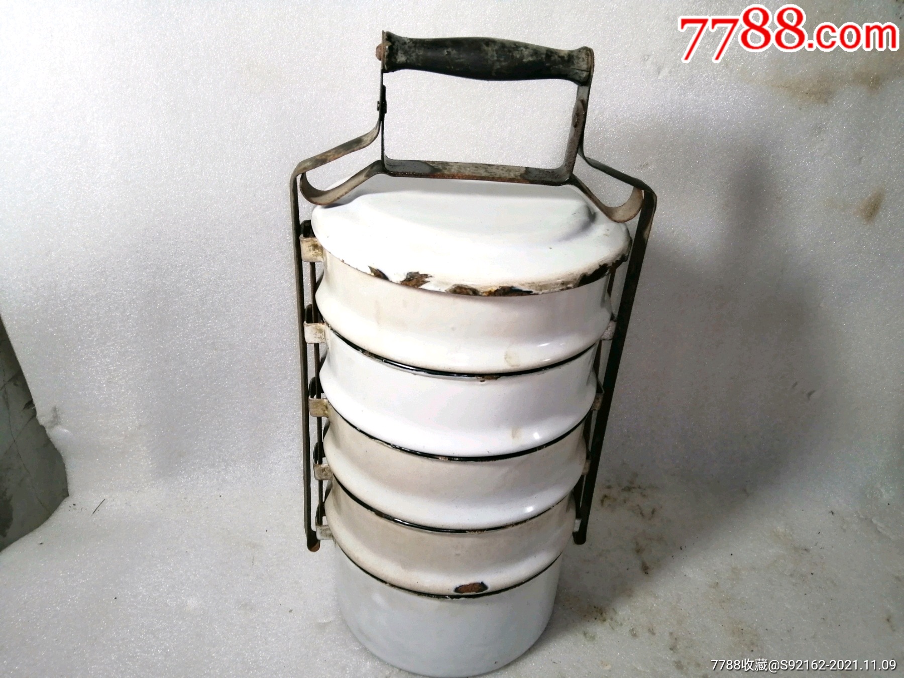 搪瓷老搪瓷提梁饭盒民国时期搪瓷饭盒