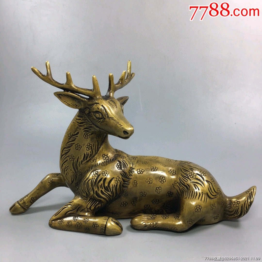 铜梅花鹿一路发摆件不议价