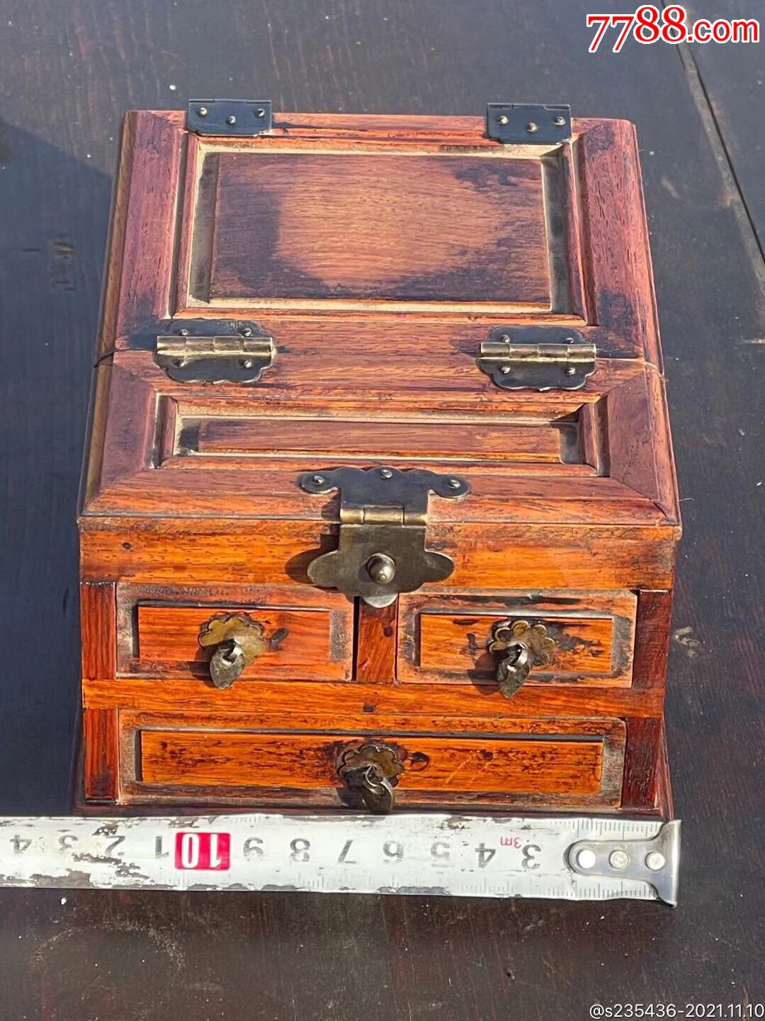 民国黄花梨首饰盒,全品包老