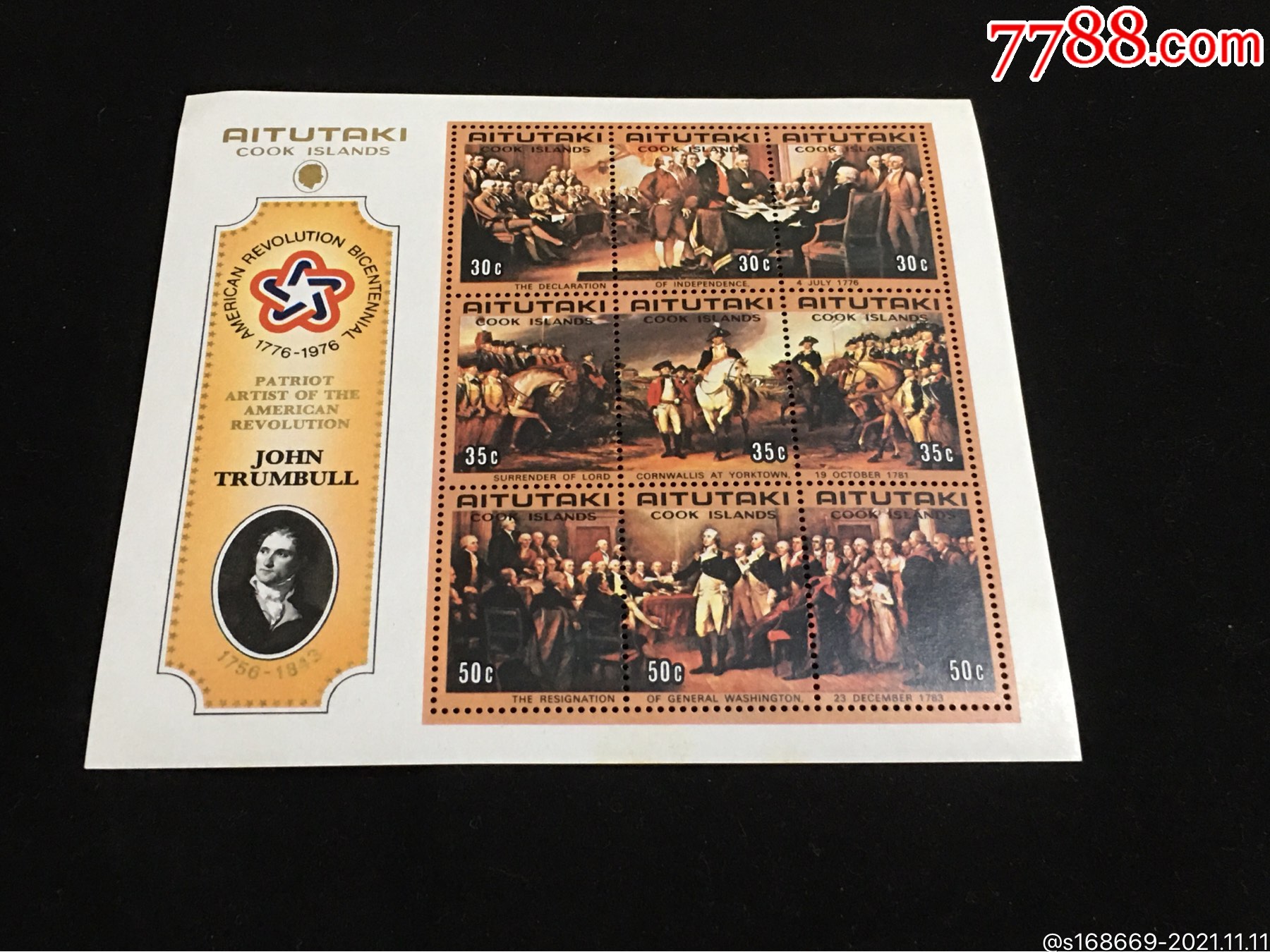 y1313艾图塔基1976年美国独立200周年邮票小型张全新原胶全品