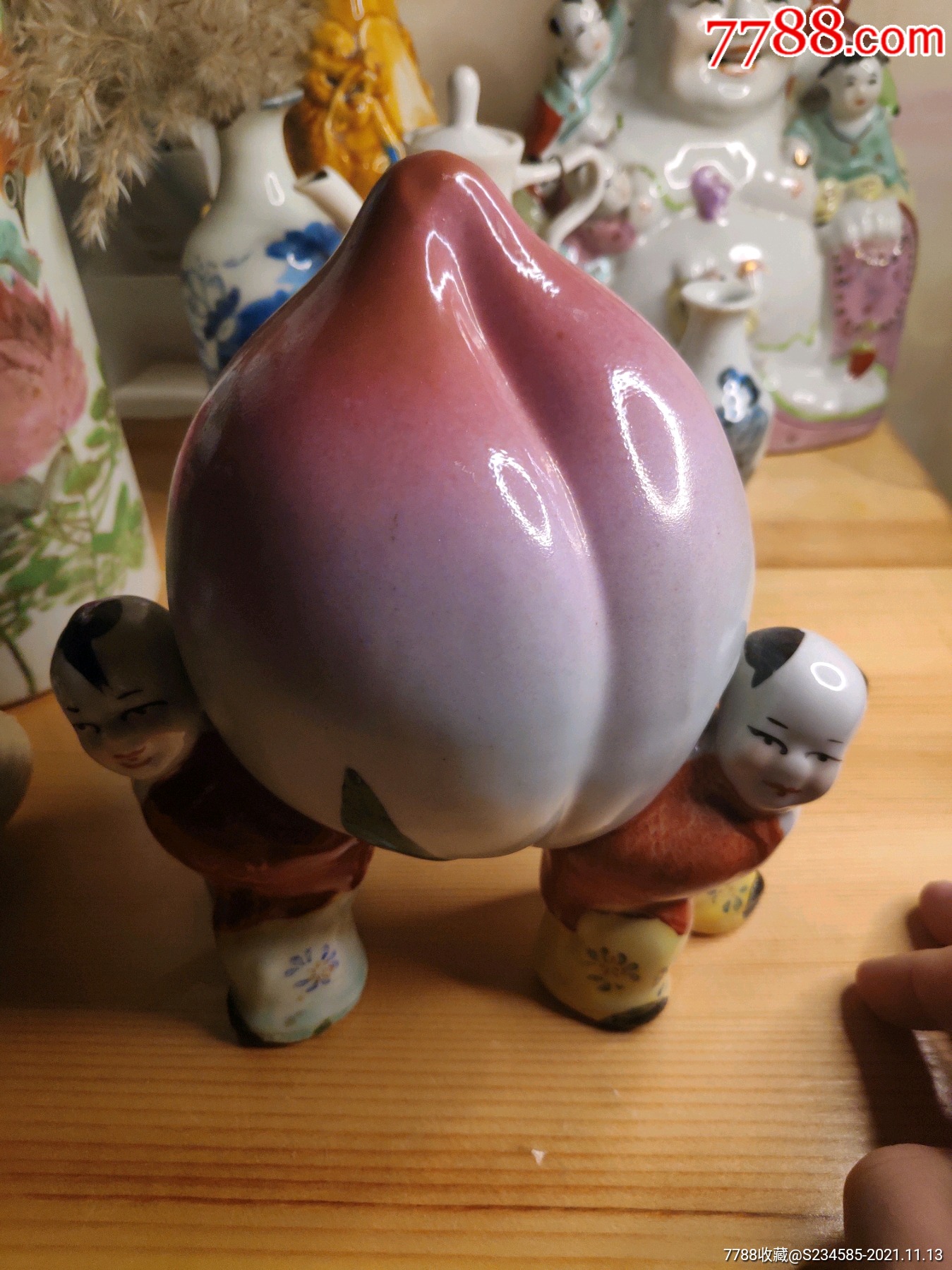 文革时期手绘粉彩瓷塑童子背寿题材经典工艺复杂喜庆吉祥全品难得喜欢