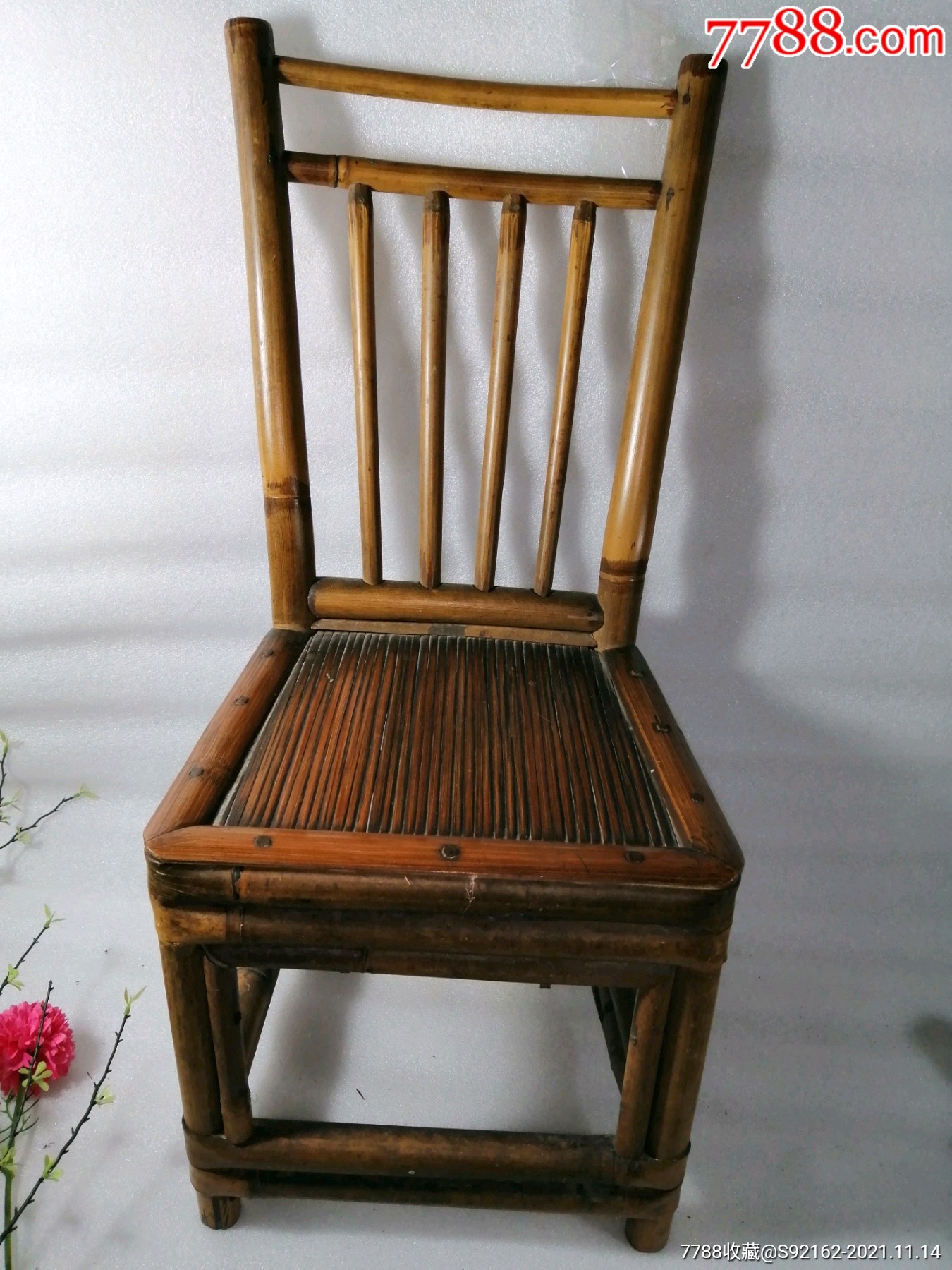 竹椅老竹椅民国时期-竹编小靠背椅