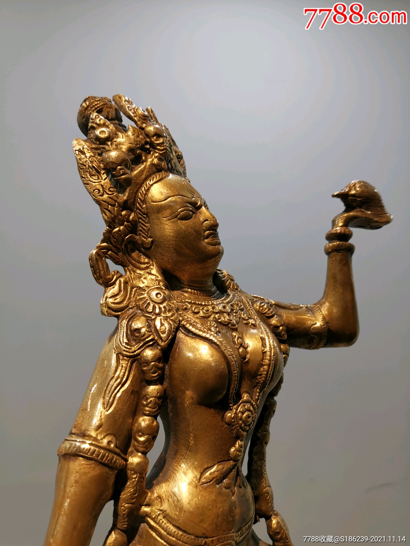 藏传清代铜佛像空行母藏传雍仲苯教空行母详品如图若言琴上有琴声放在