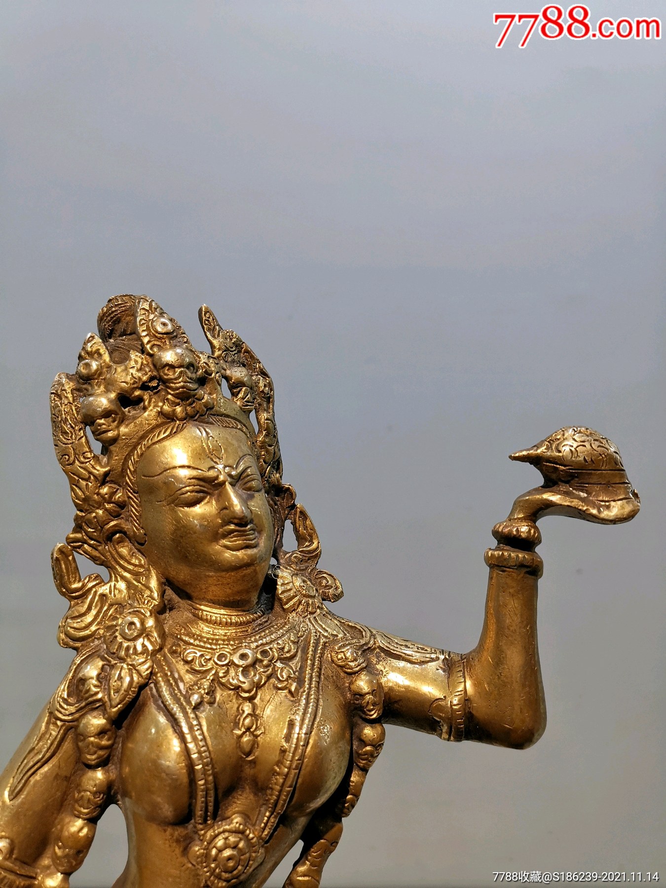 藏传清代铜佛像空行母藏传雍仲苯教空行母详品如图若言琴上有琴声放在