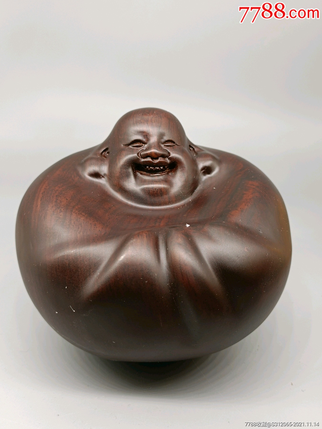 大叶紫檀笑弥勒不倒翁摆件
