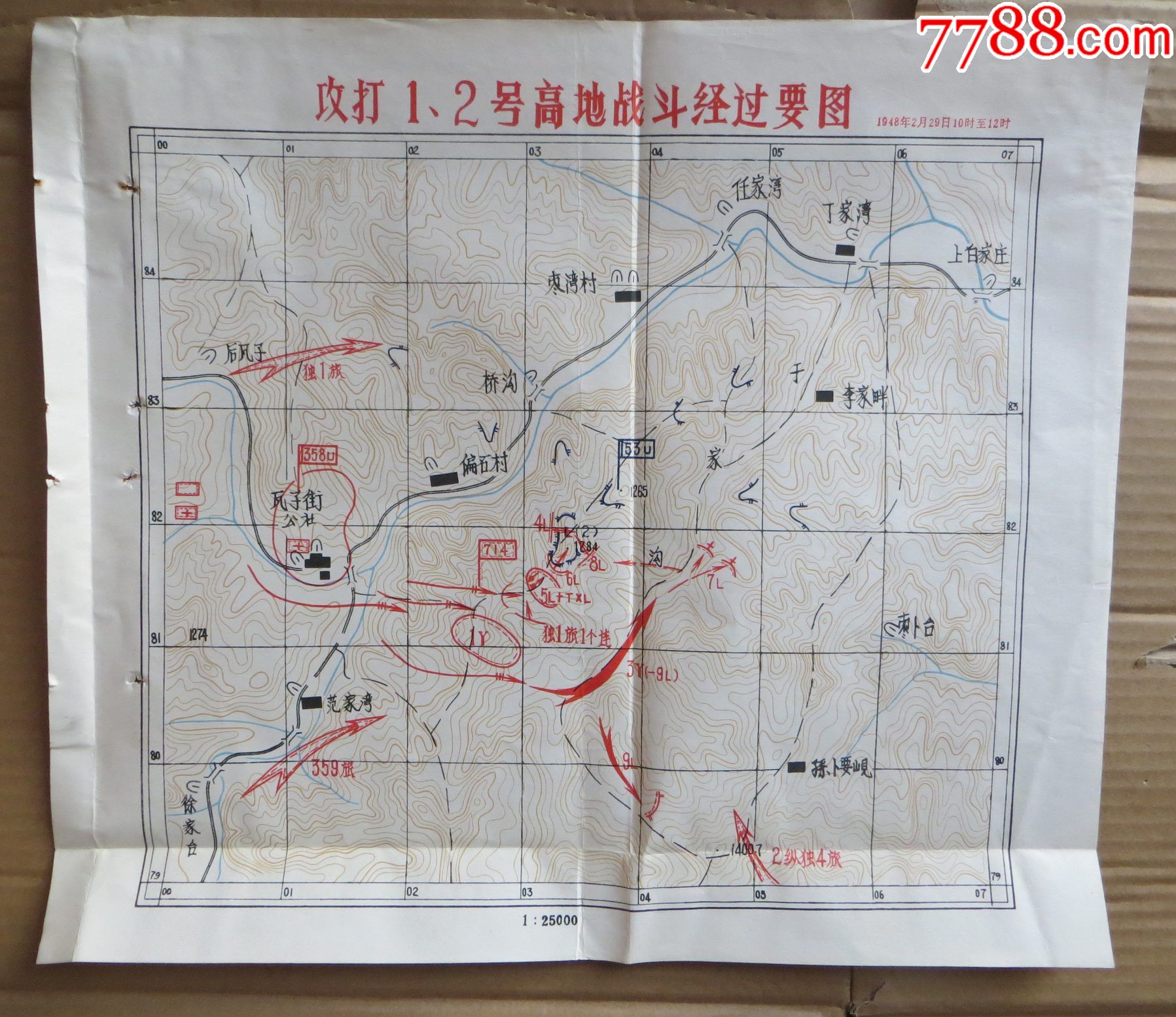 358旅714團瓦子街東南山進攻戰鬥前敵我態勢圖8品￥1099蘇軍傘兵小