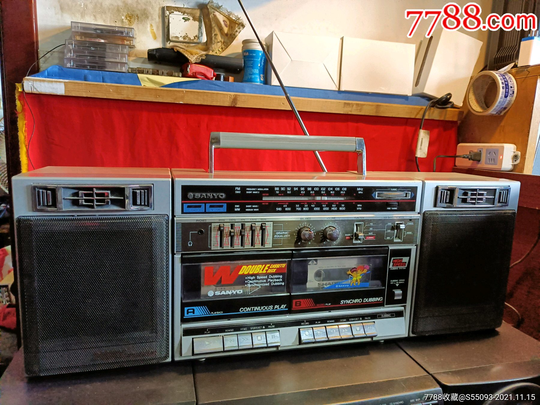 三洋双卡立体声收录机收录放一切正常