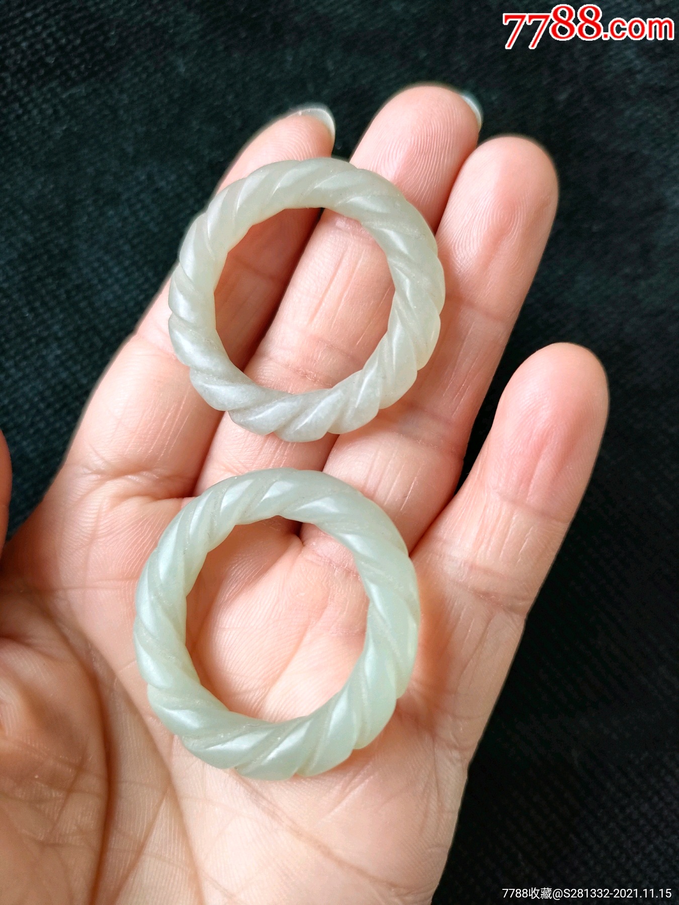 和田玉绞丝纹玉环一对,_价格598元【美玉玉轩】_第1张_7788收藏__收藏