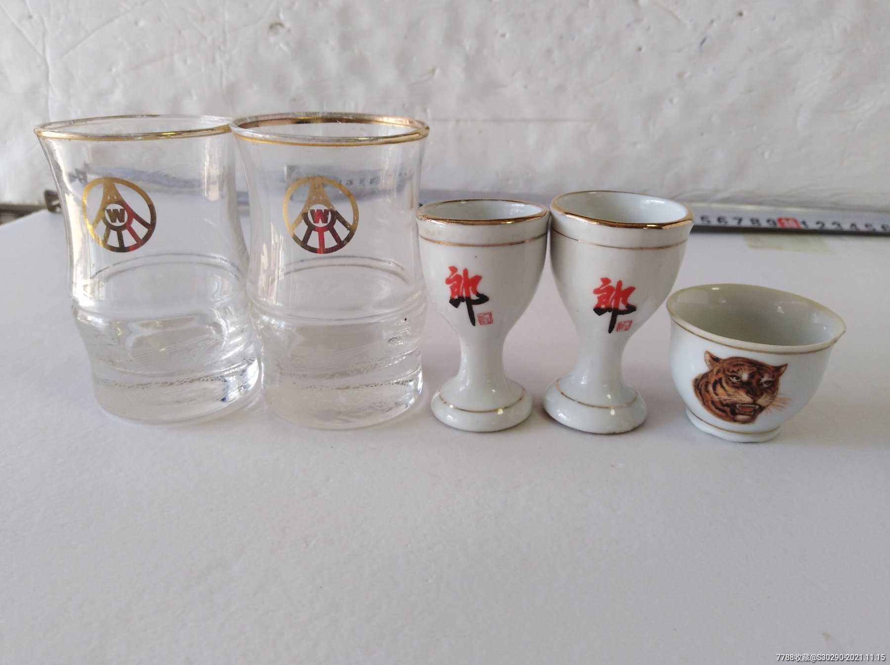 五粮液郎猫骨酒酒杯5个合售