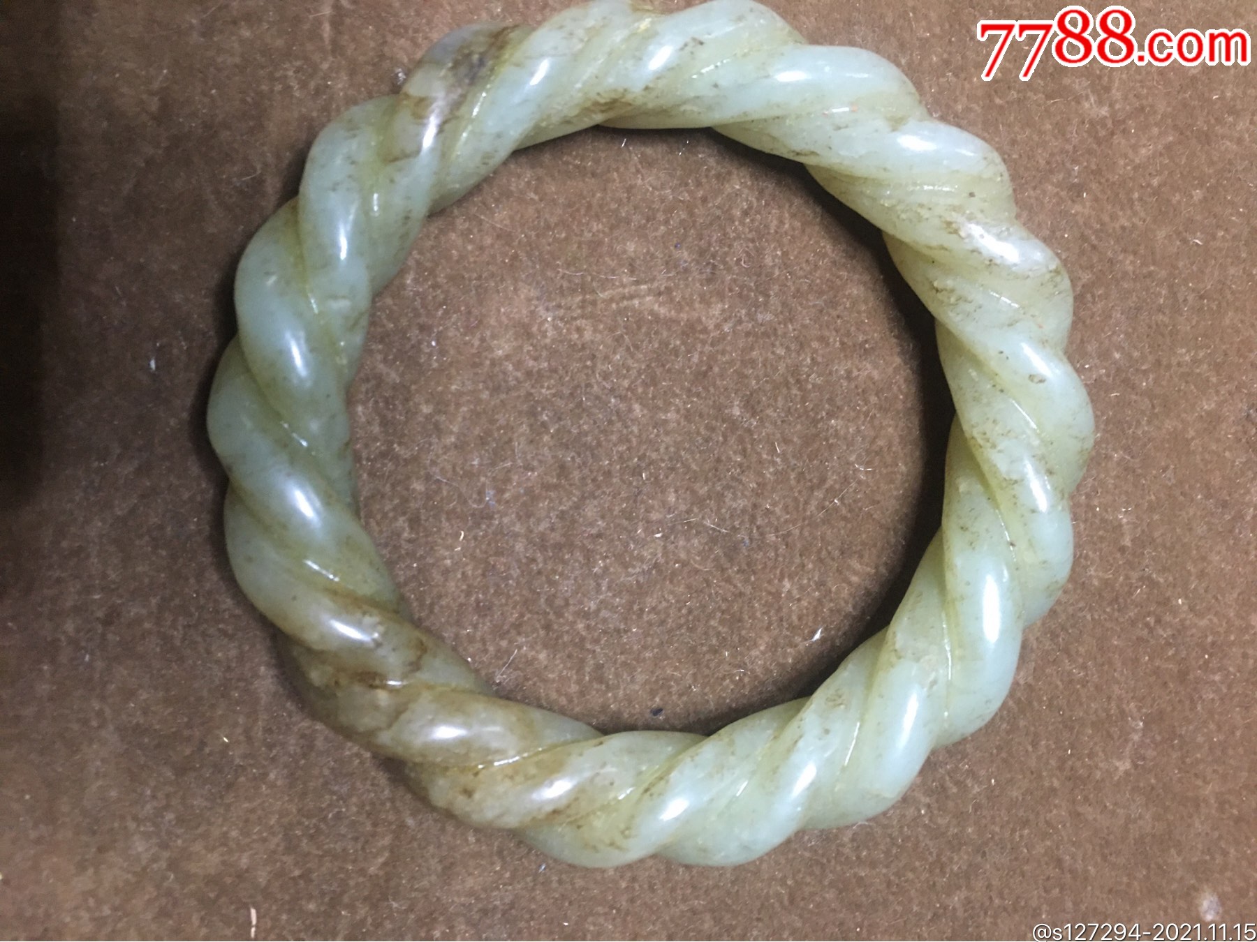 老玉手镯绞丝纹手镯