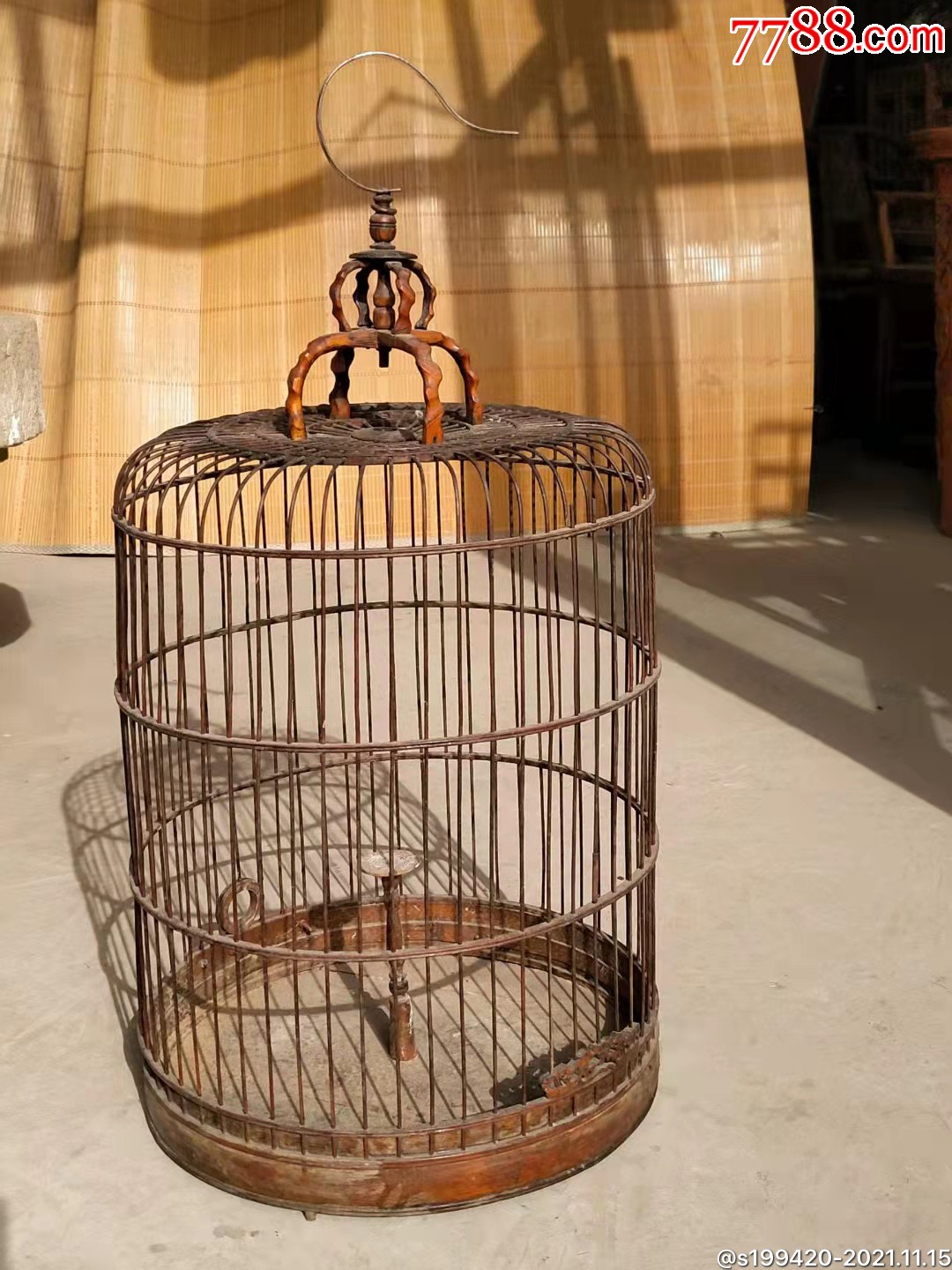 民国时期大鸟笼竹木工艺保存完好包浆老道高85直径42