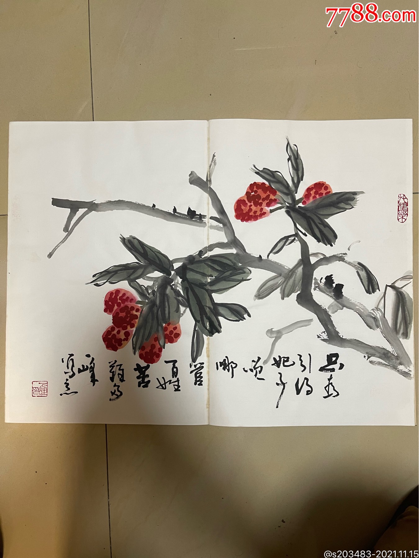 著名画家一峰纯手工手绘花鸟字画国画书画册页作品共十一页