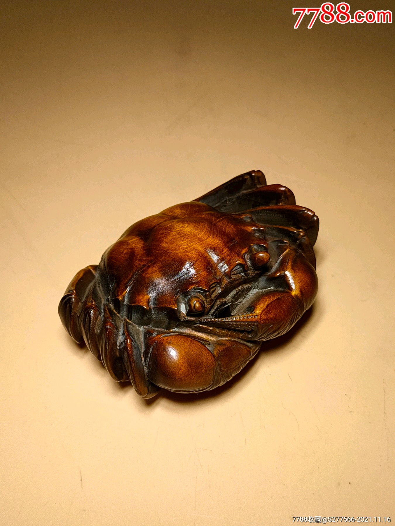 创汇时期的黄杨木雕刻"螃蟹"茶宠摆件_木雕摆件_藏宝斋古玩艺术品店