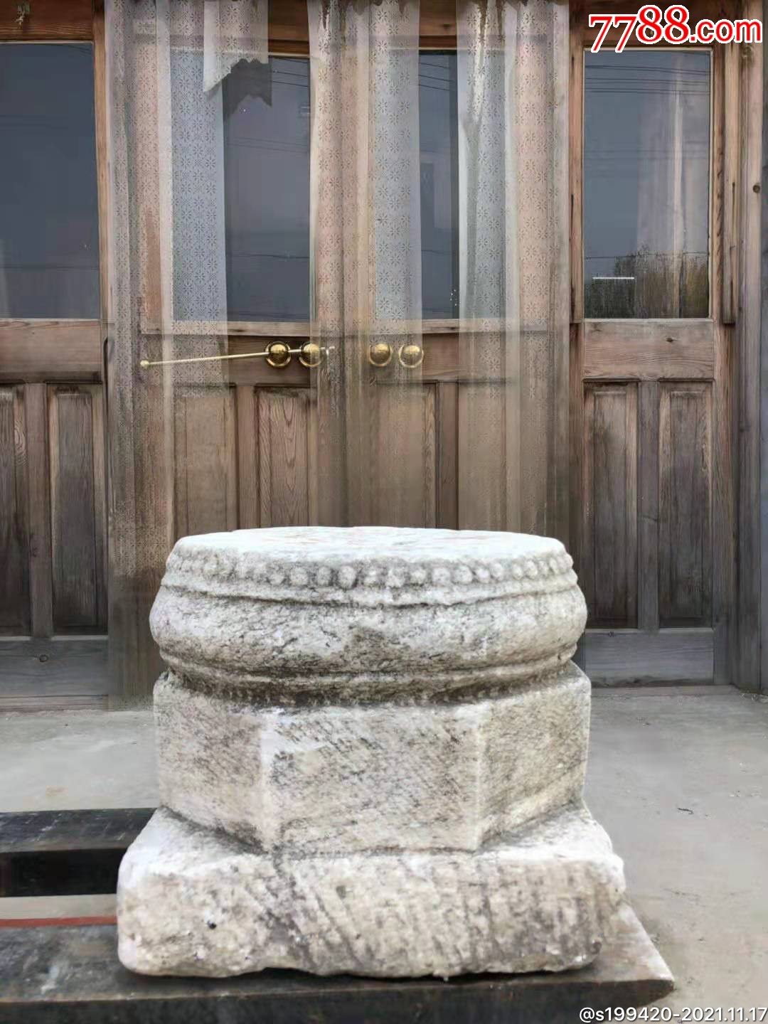 明代汉白玉石石墩造型独特简单大气皮壳包浆浑厚尺寸如图