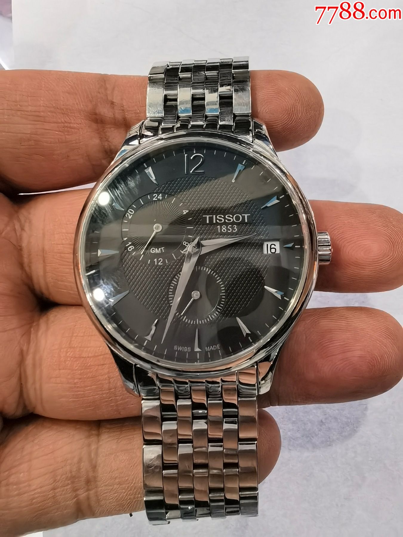 天梭tissot瑞士手表经典俊雅系列钢带石英男士复古时尚腕表