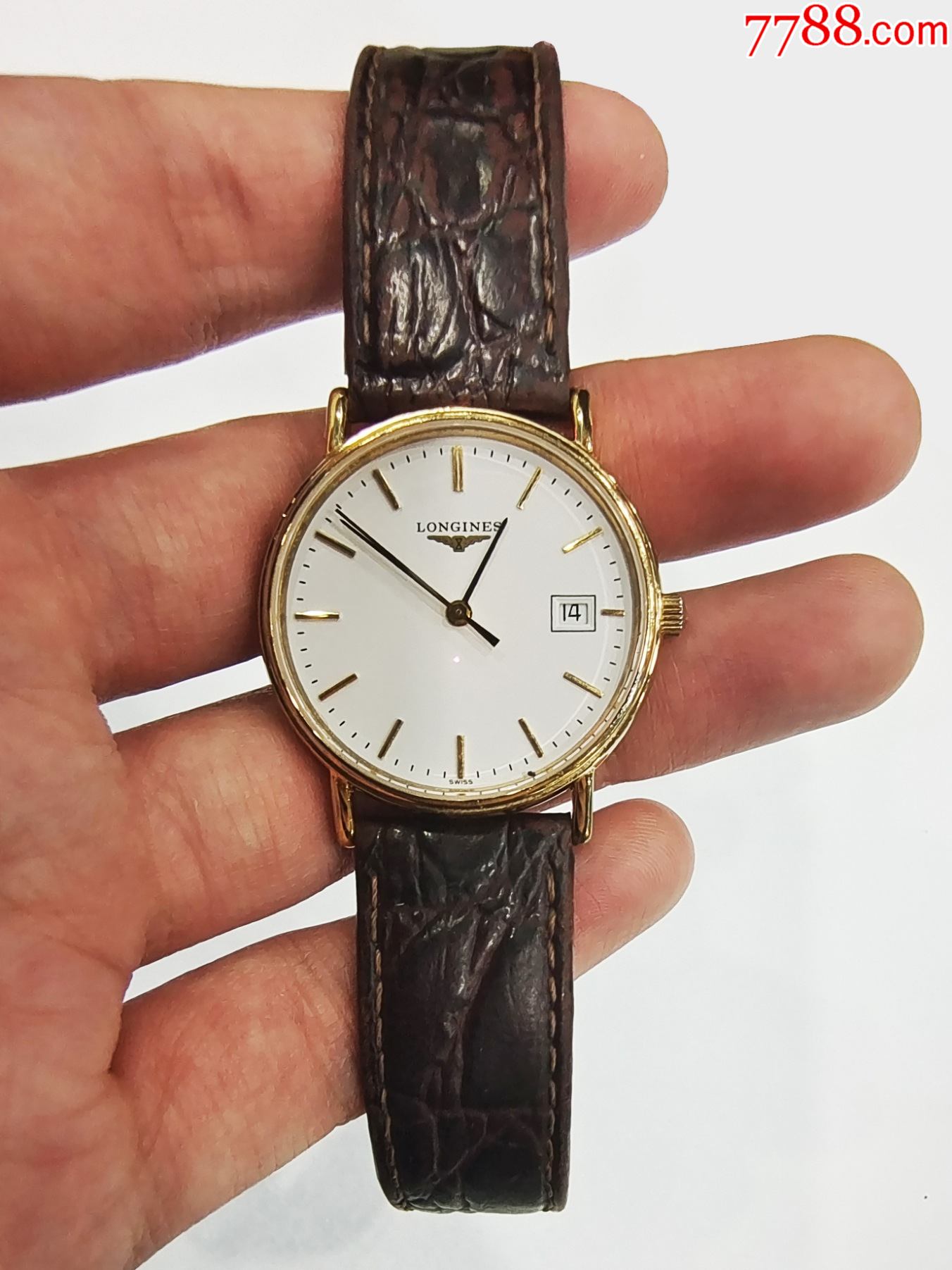 中古浪琴老手表古董进口瑞士原装中古浪琴18k包金超薄石英表