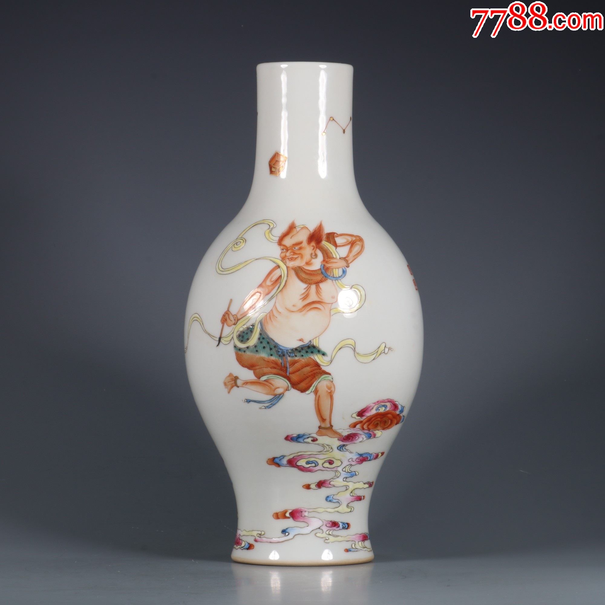 粉彩魁星点斗题诗橄榄尊a21s15f
