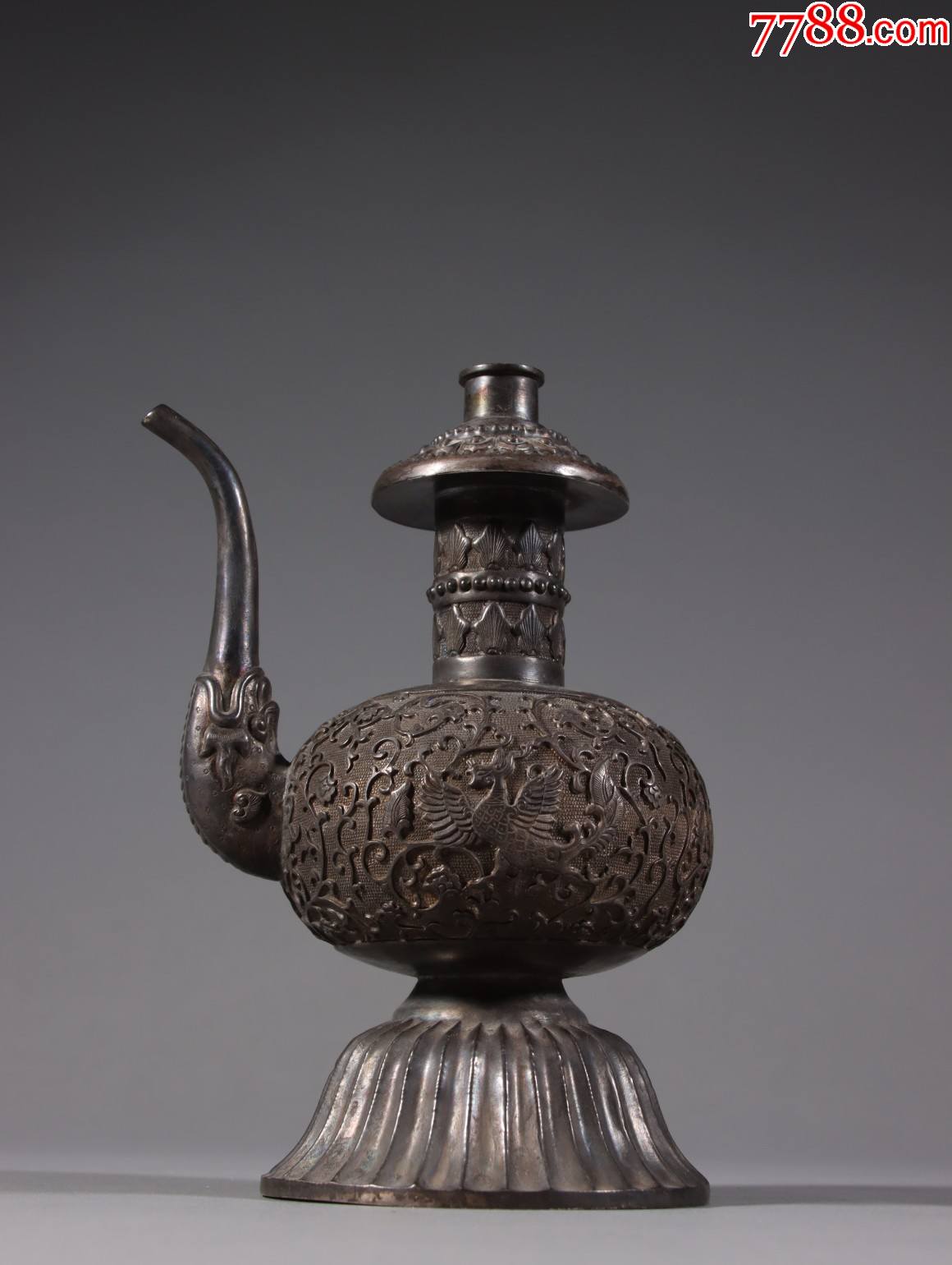 纯银凤纹酒壶.