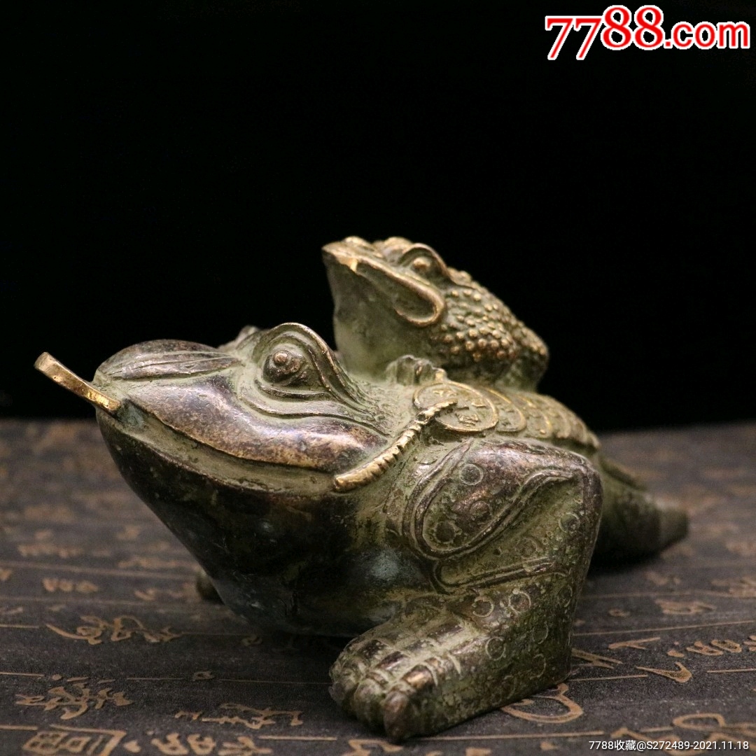 铜子母金蟾摆件不议价