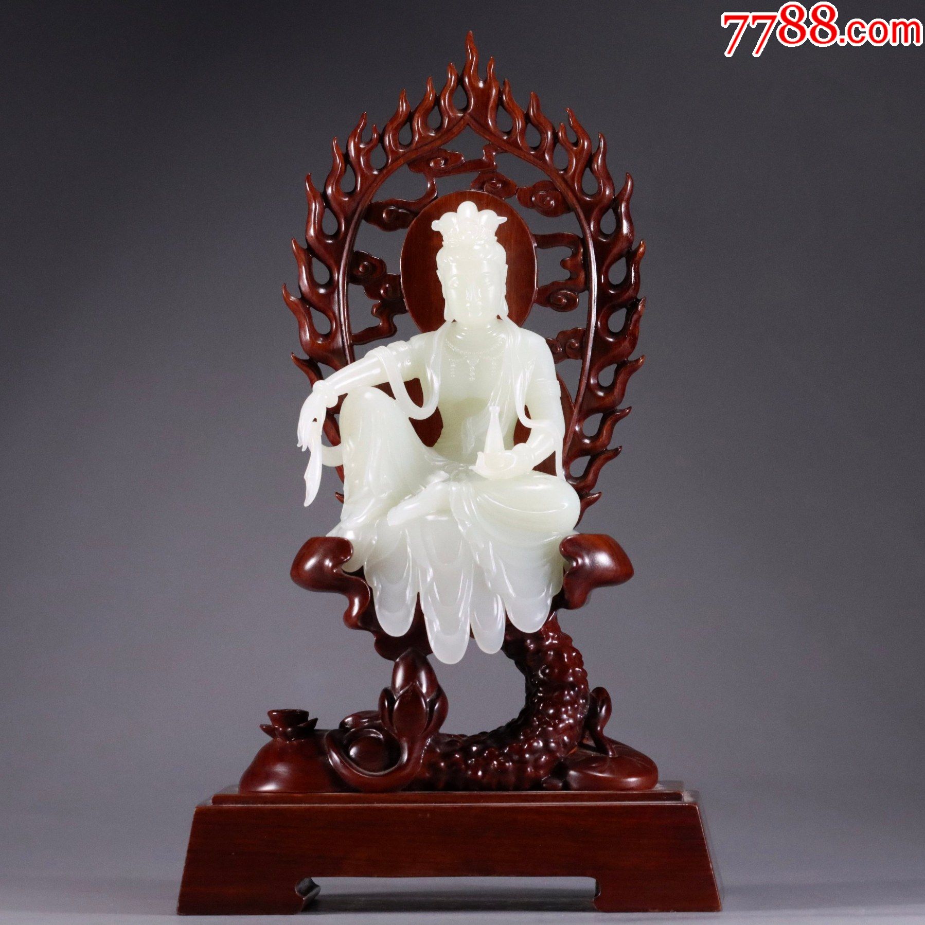 和田玉自在观音摆件