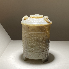 古玉玉卮高古玉收藏和田玉器皿耳杯汉代谷纹玉杯玉礼器摆件