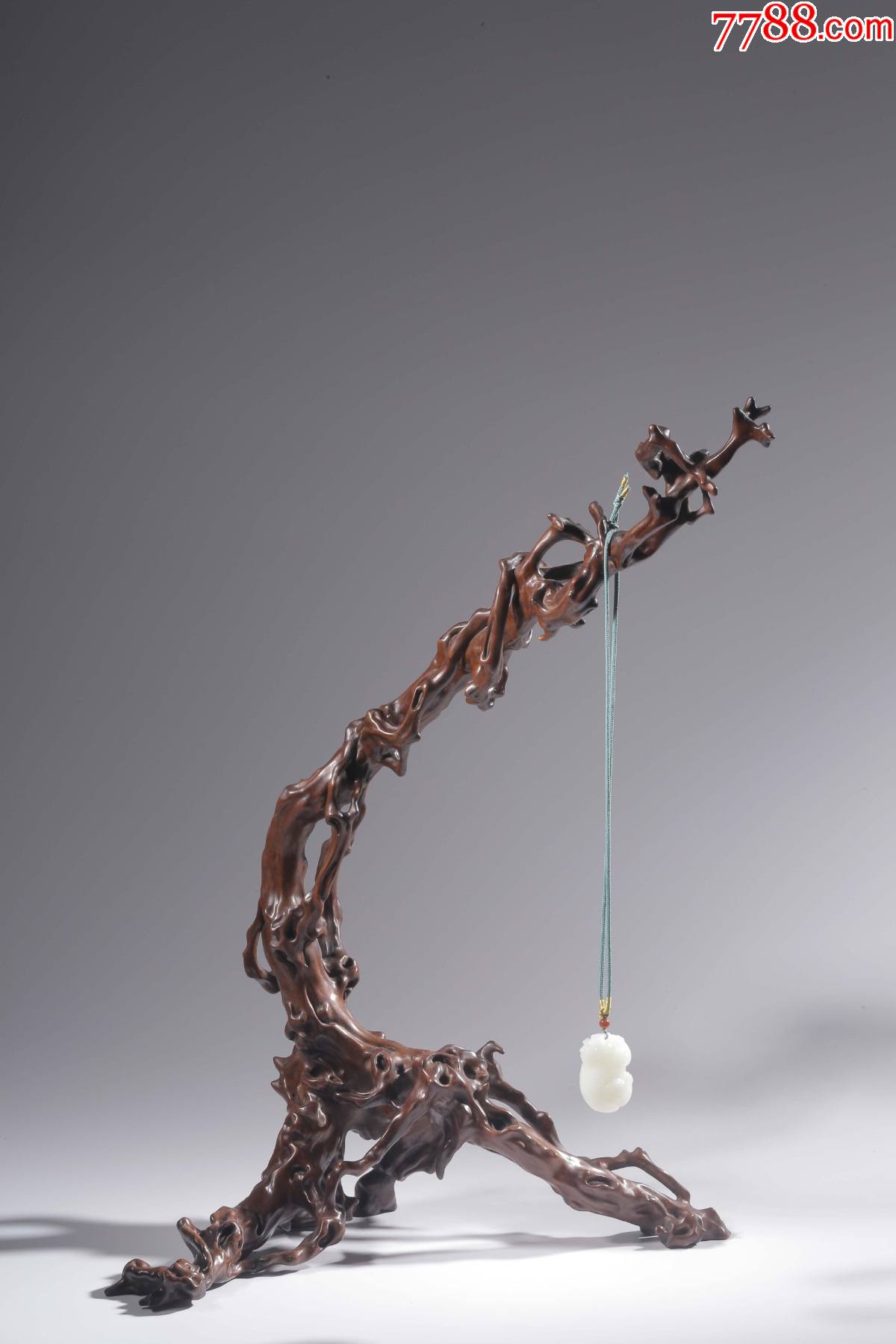 黄杨木大料一体仿生根雕文房笔架(玉挂)摆件_第1张_7788木艺