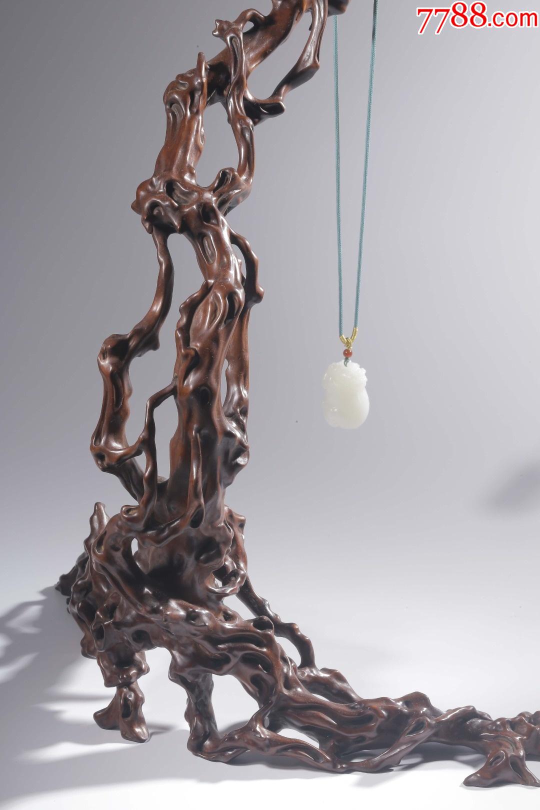 黄杨木大料一体仿生根雕文房笔架(玉挂)摆件_第8张_7788木艺