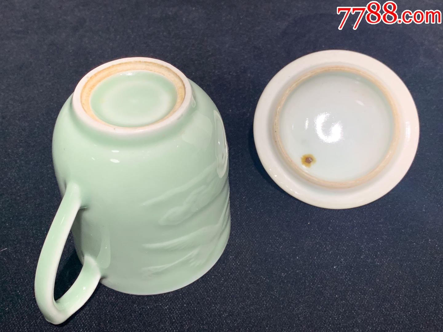 宜兴龙泉老青瓷茶杯文革567老厂货收藏摆件a147