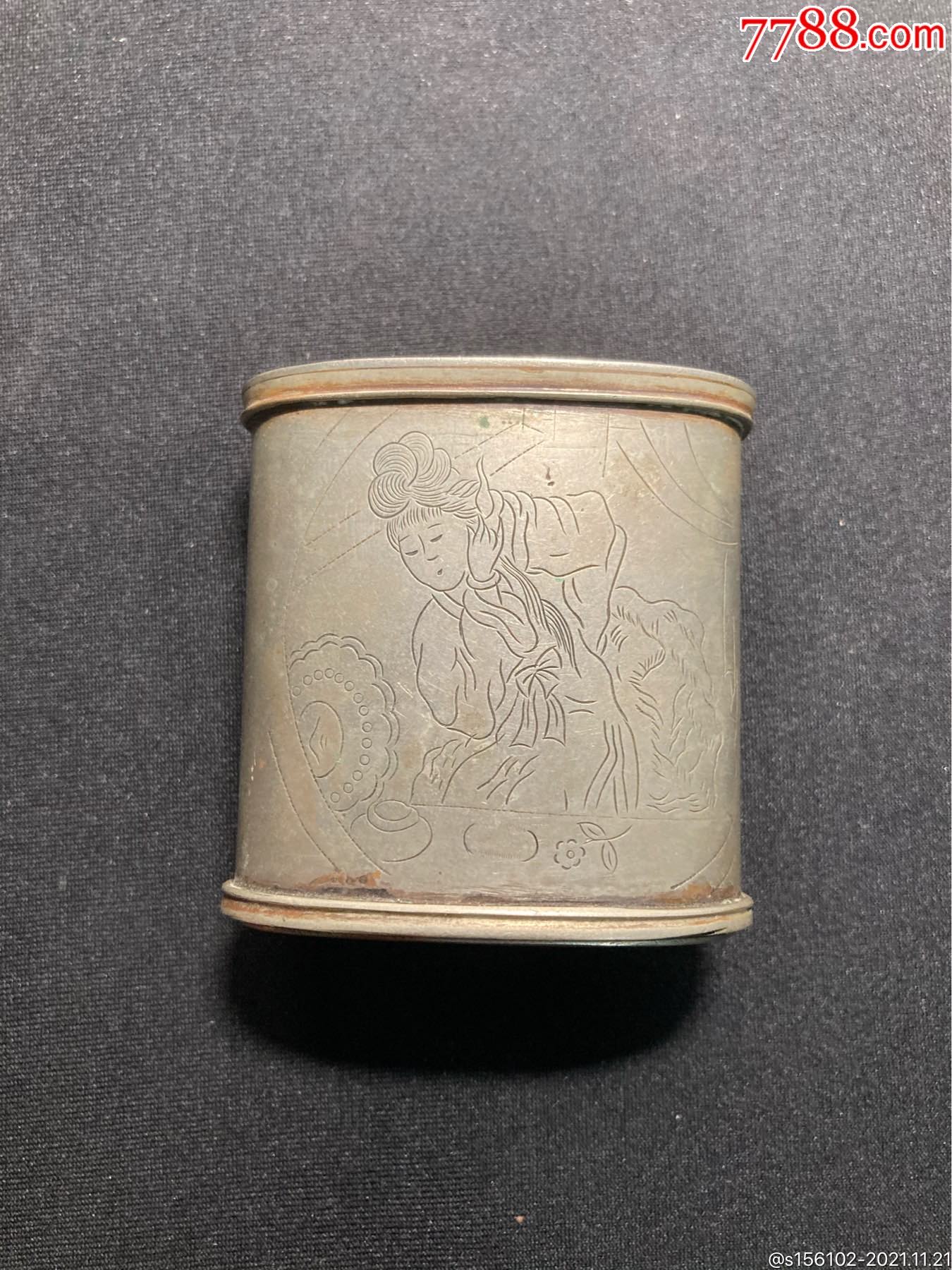 白铜烟膏盒_铜杂件_第1张_7788铜器收藏