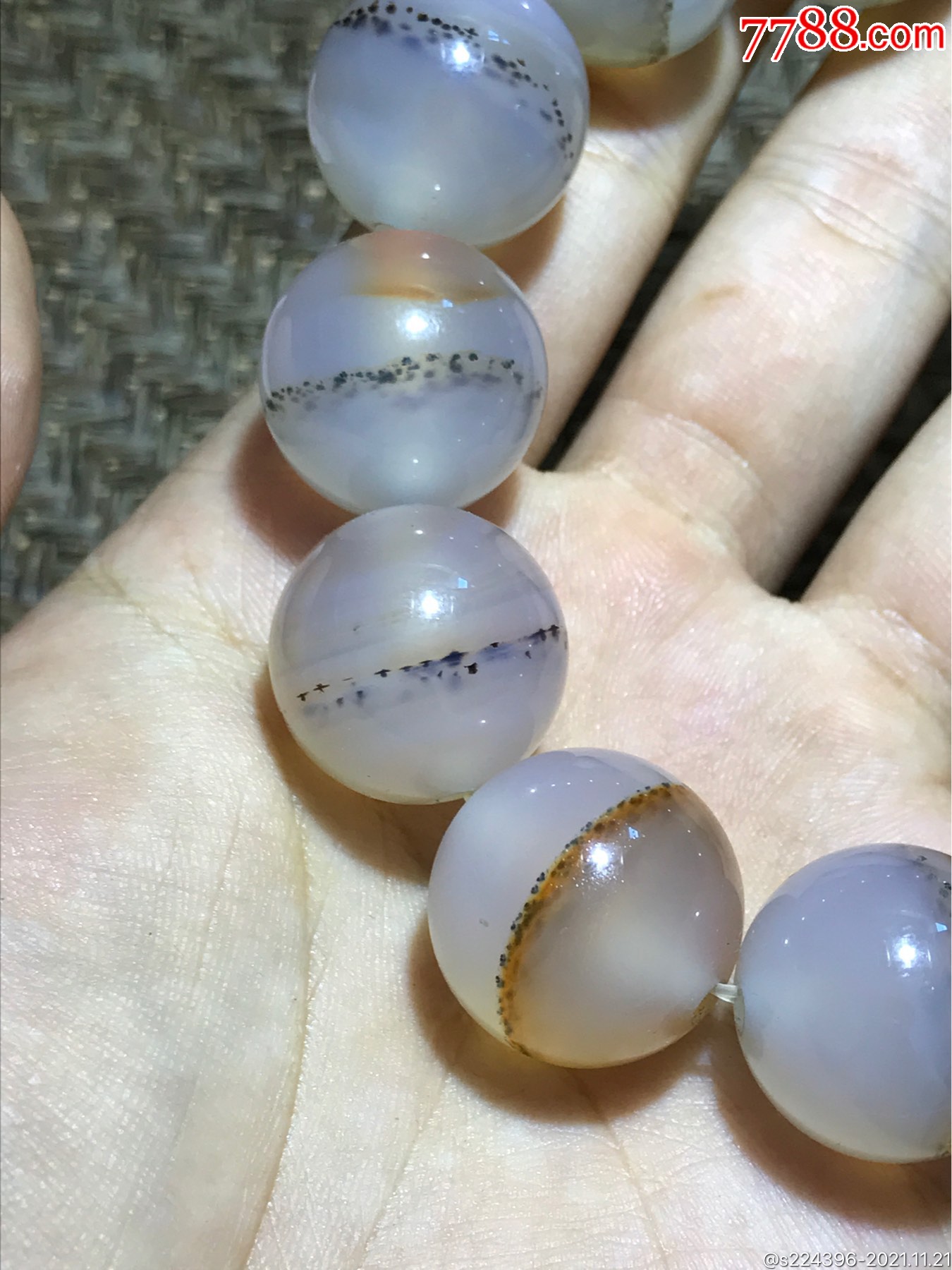 天然精美罕见毕业级冰种一线海洋玉髓手串一条