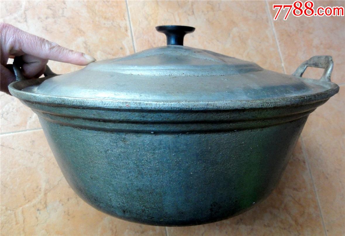 怀旧收藏2111解放初大号厚料五角星八一盖铝制行军锅一套16kg