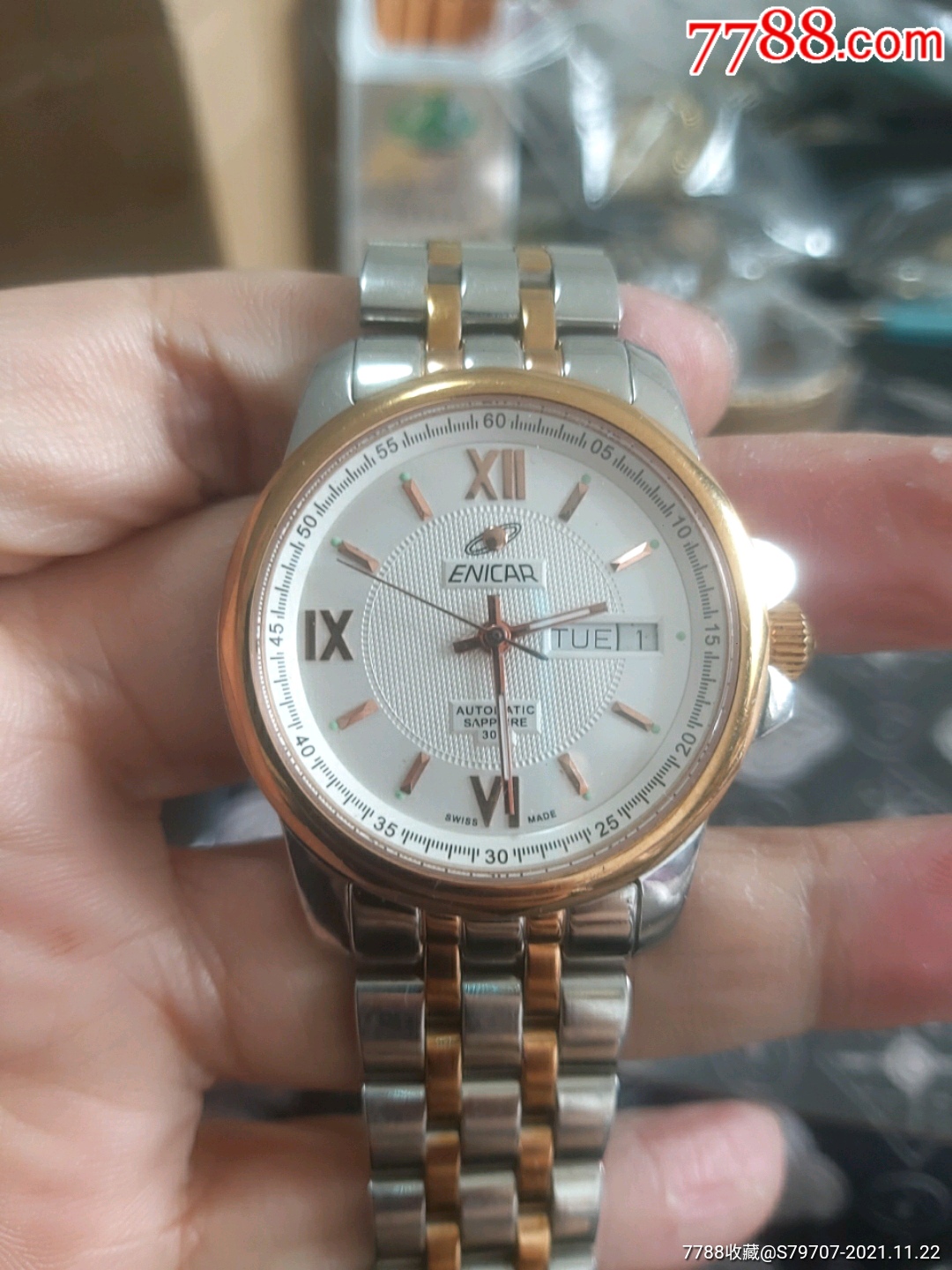 瑞士原装机芯英纳格间金厚包钛玖金男表