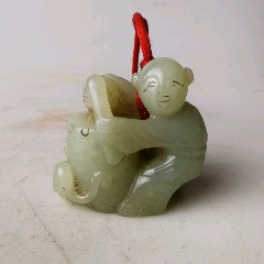 和田白玉雕童子手把件-和田玉-7788旧书网
