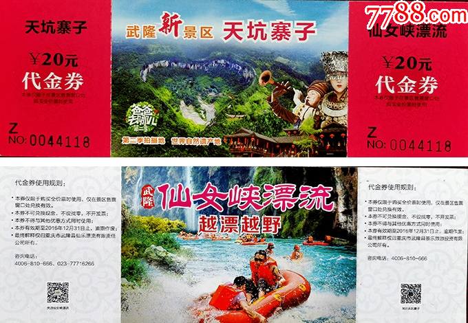 重庆武隆天坑寨子20元代金券44118-价格:2元-se83897201-旅游景点门票