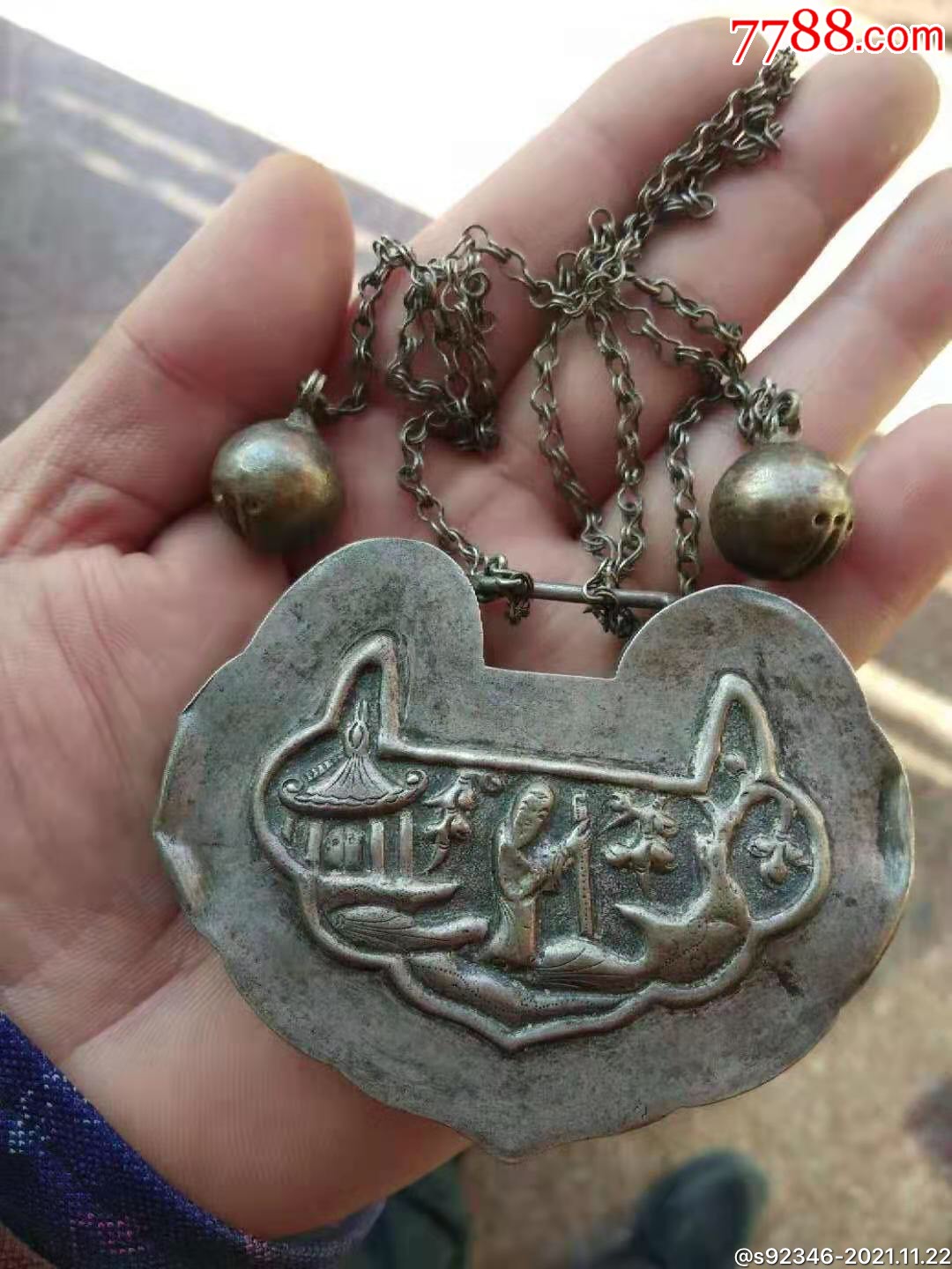 文王百子银锁带款(天成),保真保老-价格:868元-se83898043-银锁/银