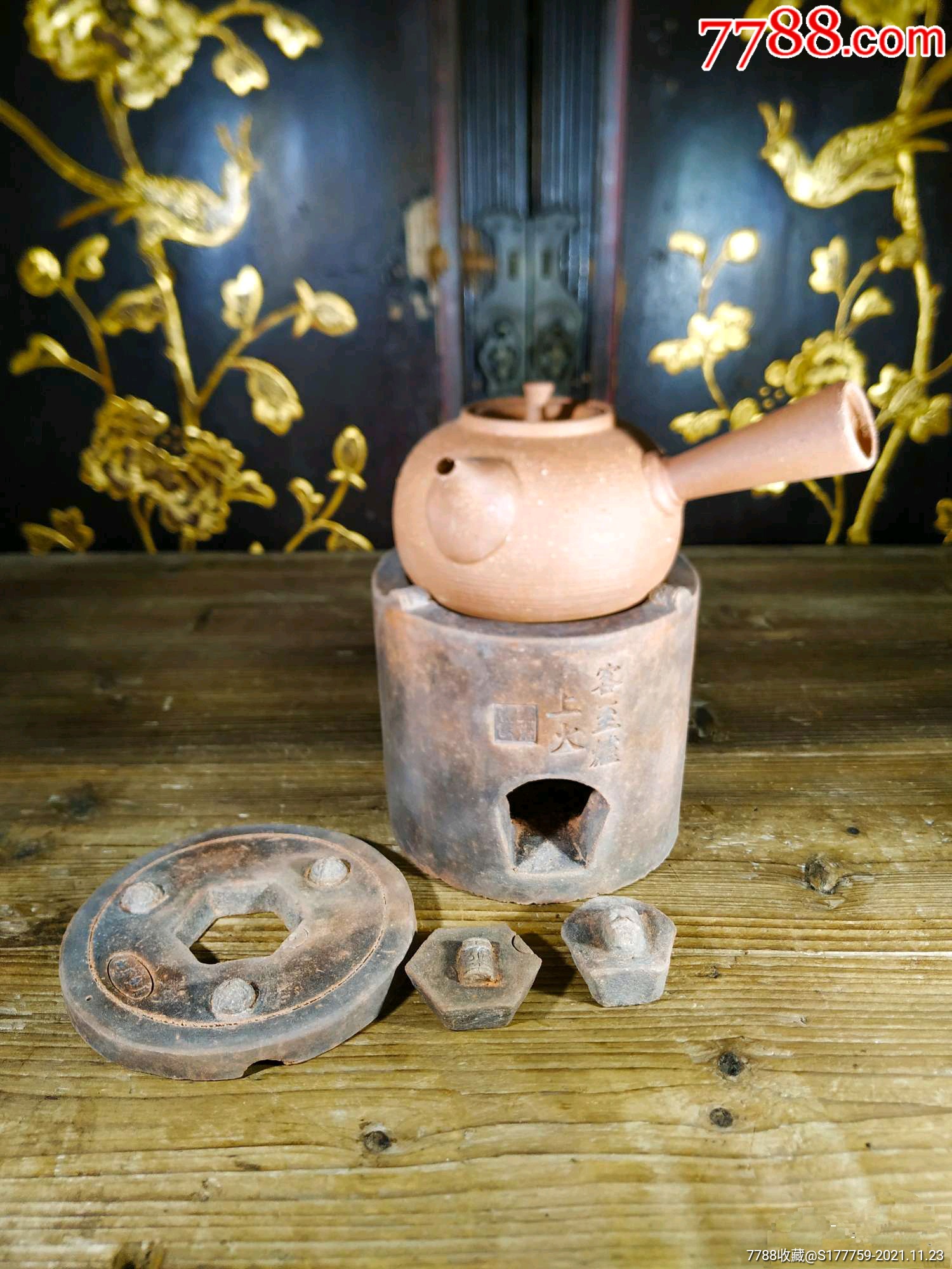 潮汕风炉大圆炉红泥炭炉完好完整请茶茶室碳炉早期台湾订单尾货