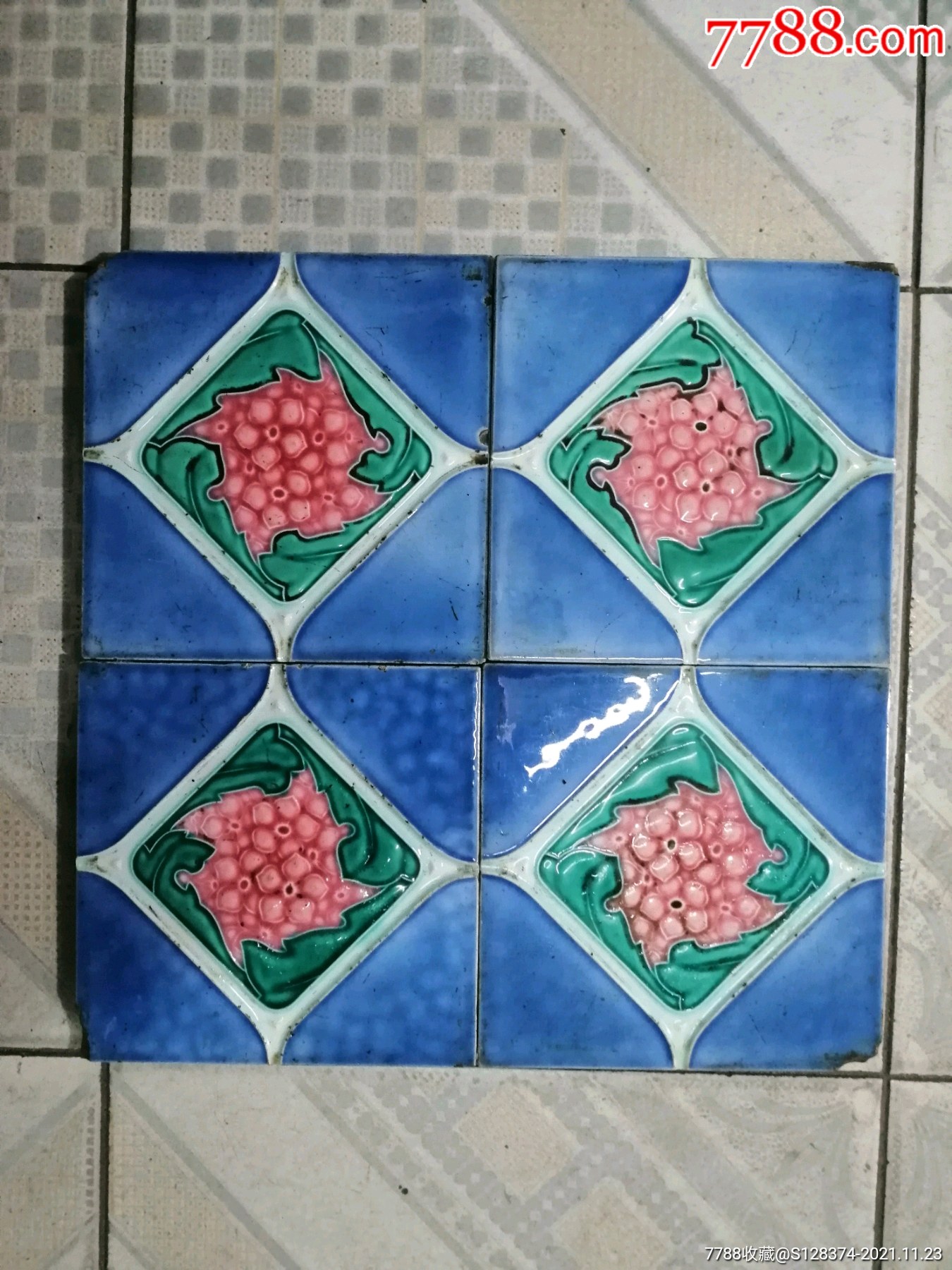 民国瓷砖四块